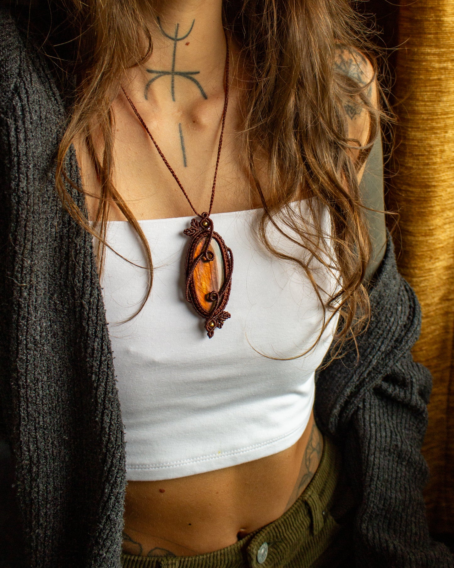 Labradorite macrame necklace