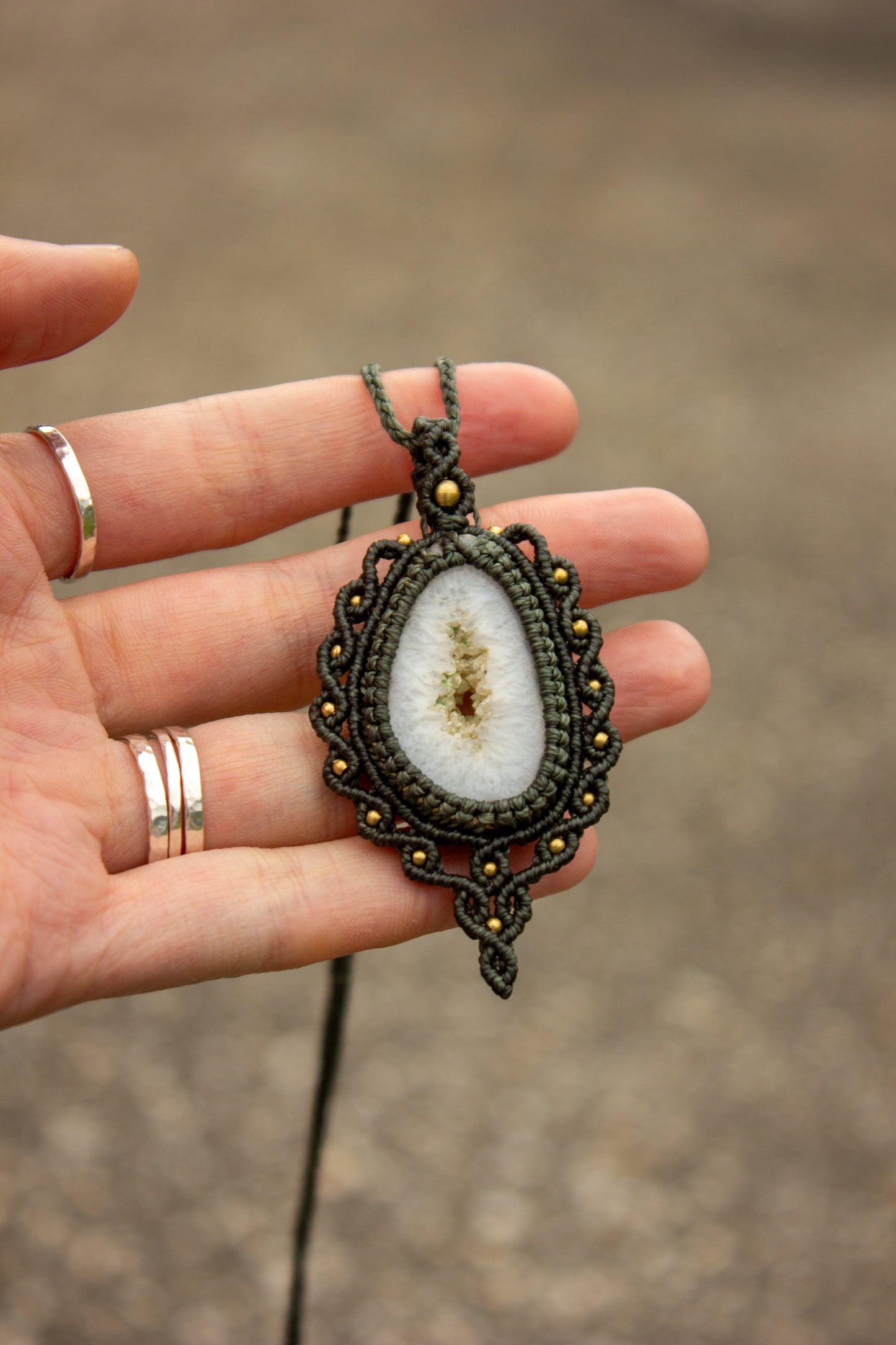 White Onyx macrame necklace