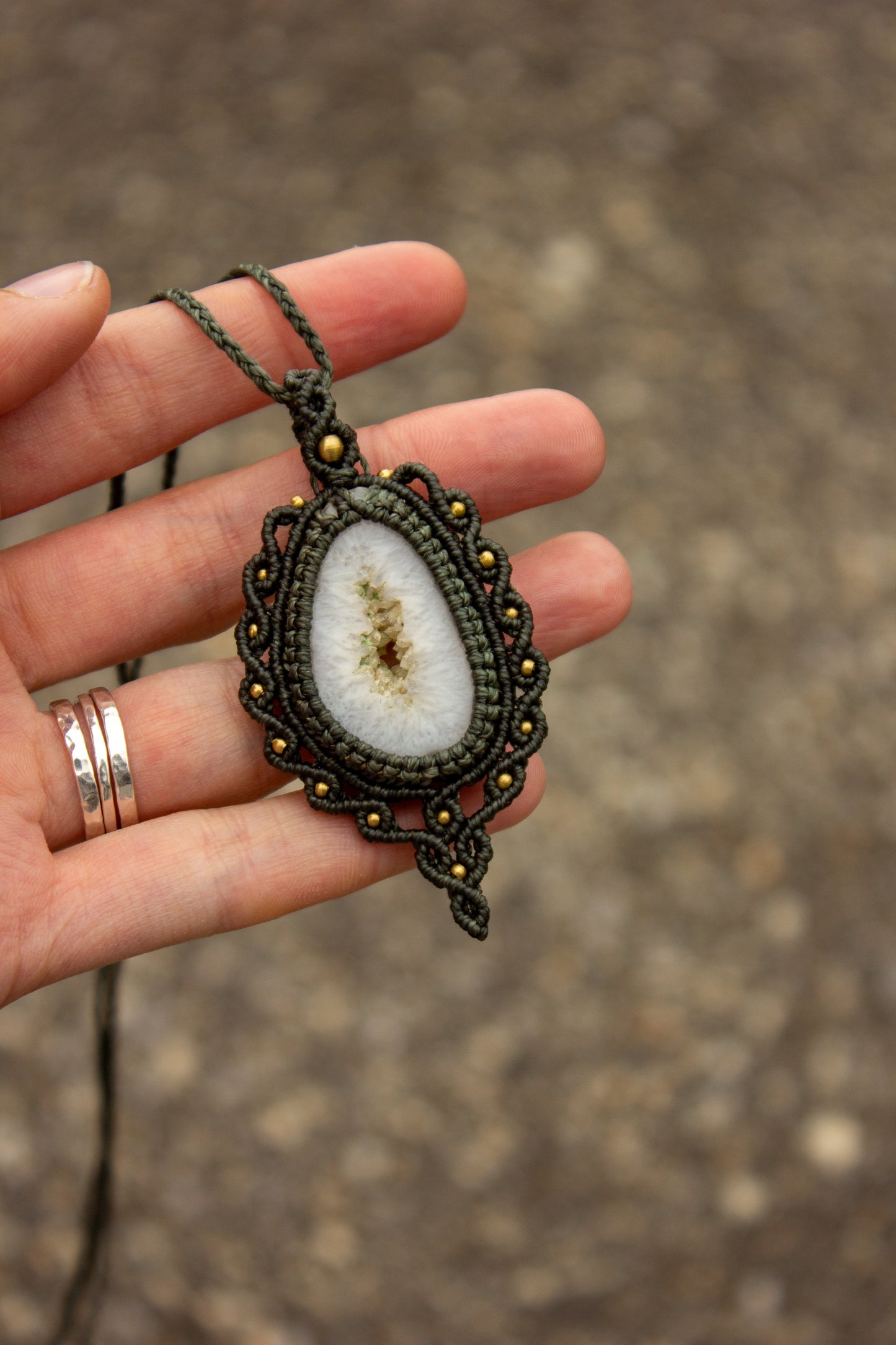 White Onyx macrame necklace