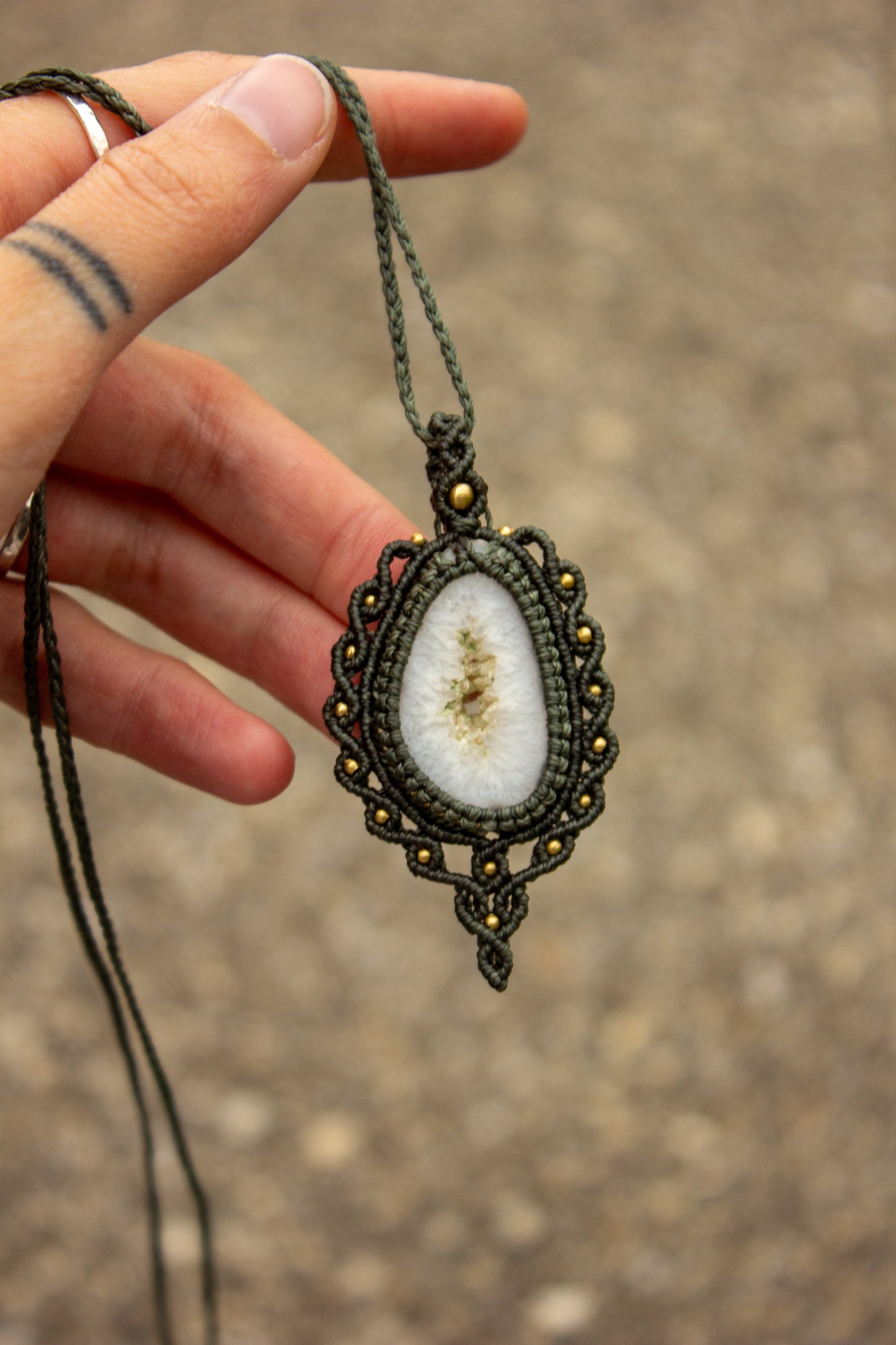White Onyx macrame necklace