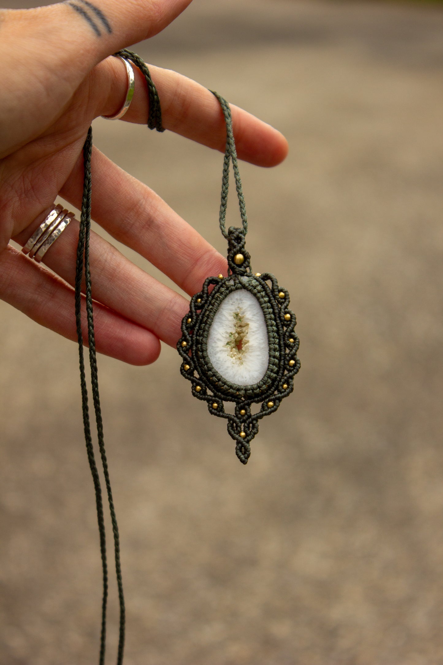 White Onyx macrame necklace