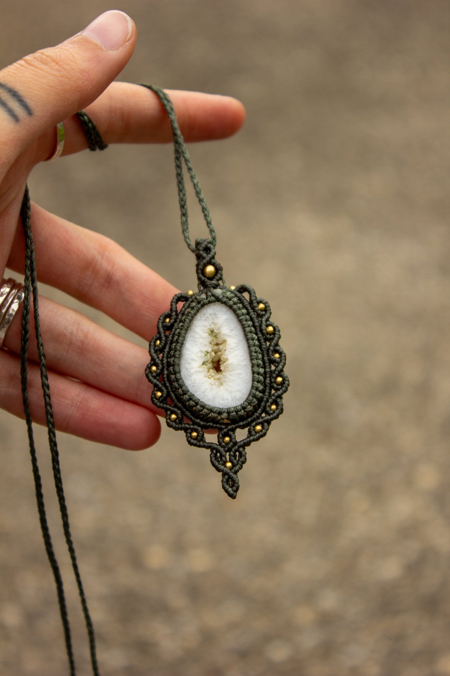 White Onyx macrame necklace