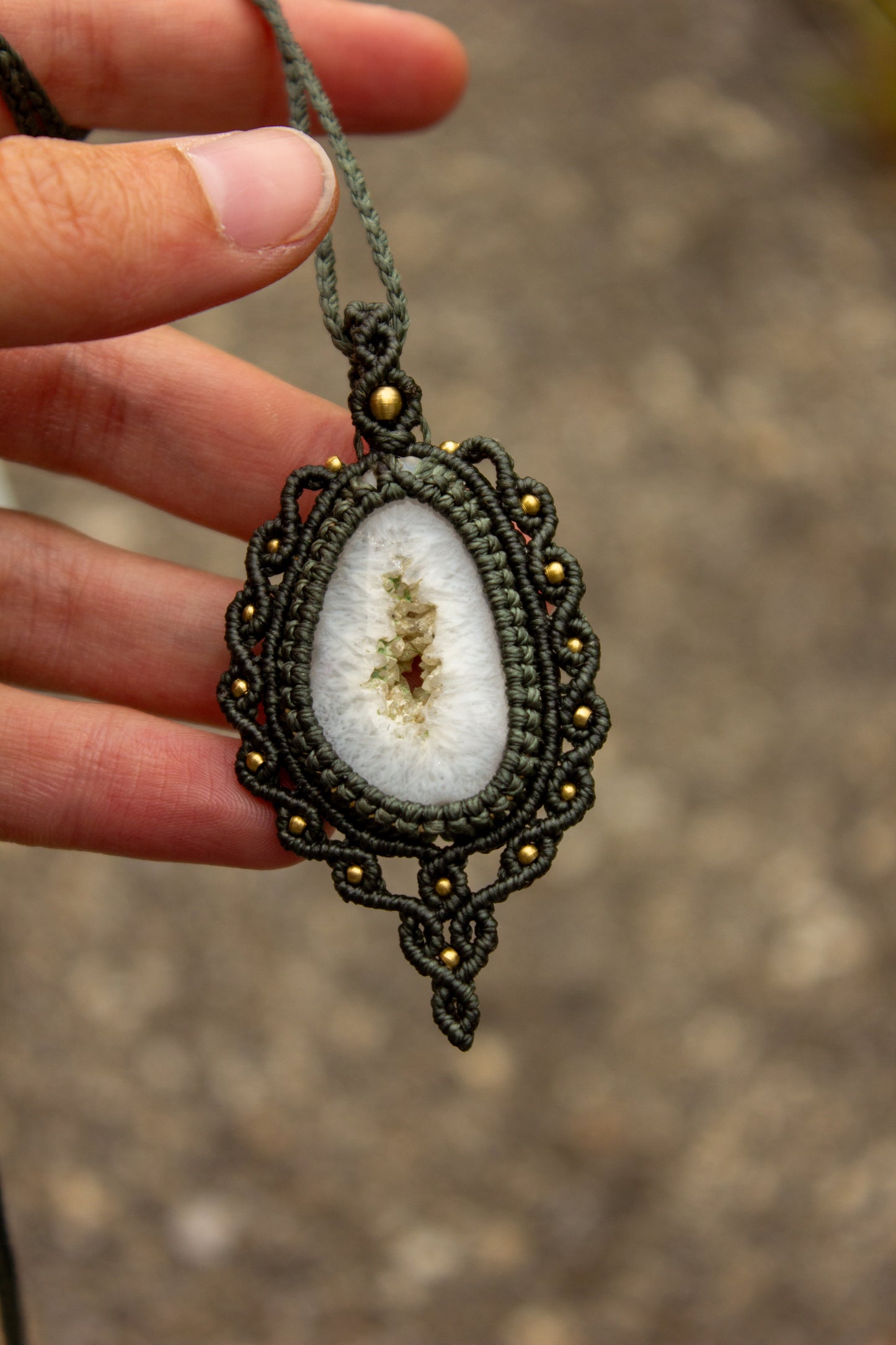 White Onyx macrame necklace