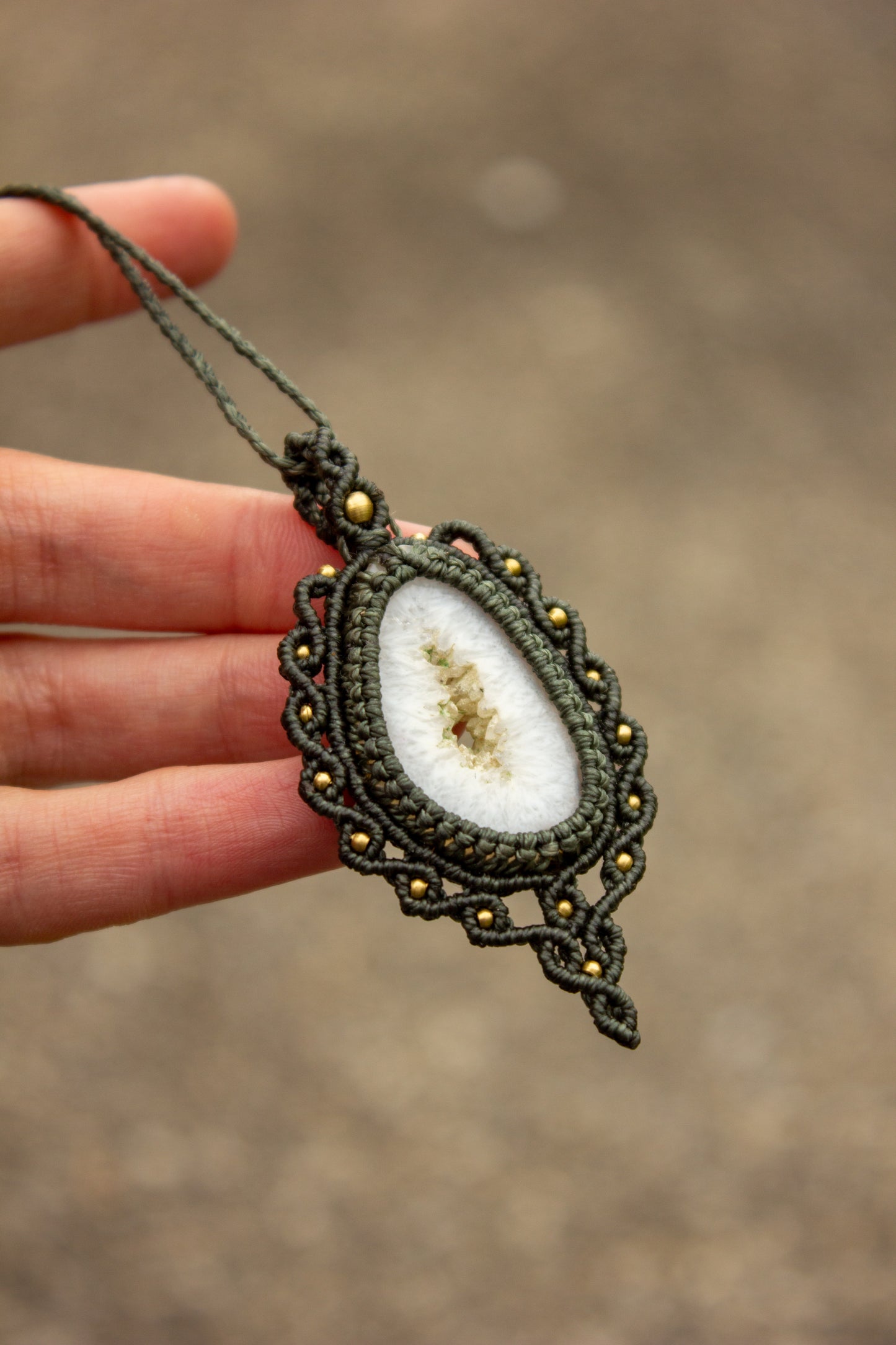 White Onyx macrame necklace