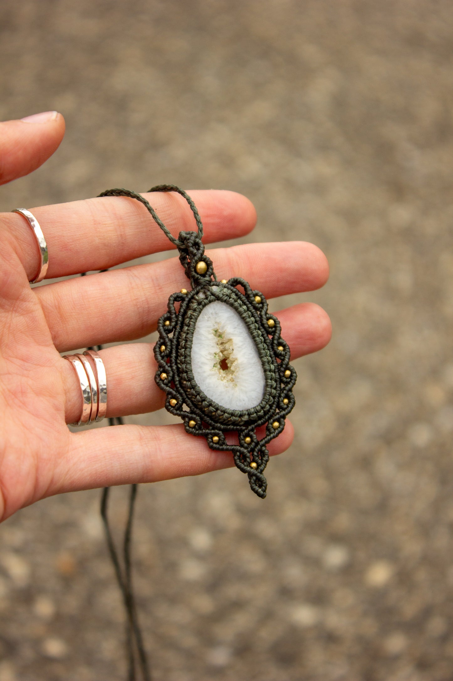 White Onyx macrame necklace