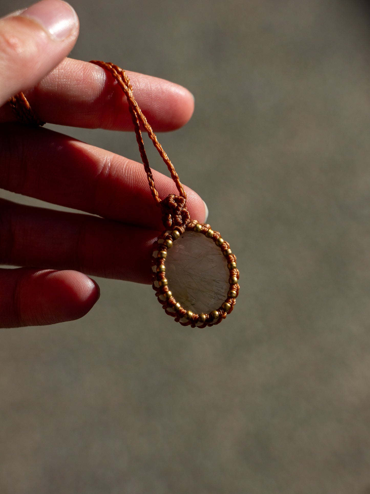 Rutilated Quartz macrame necklace