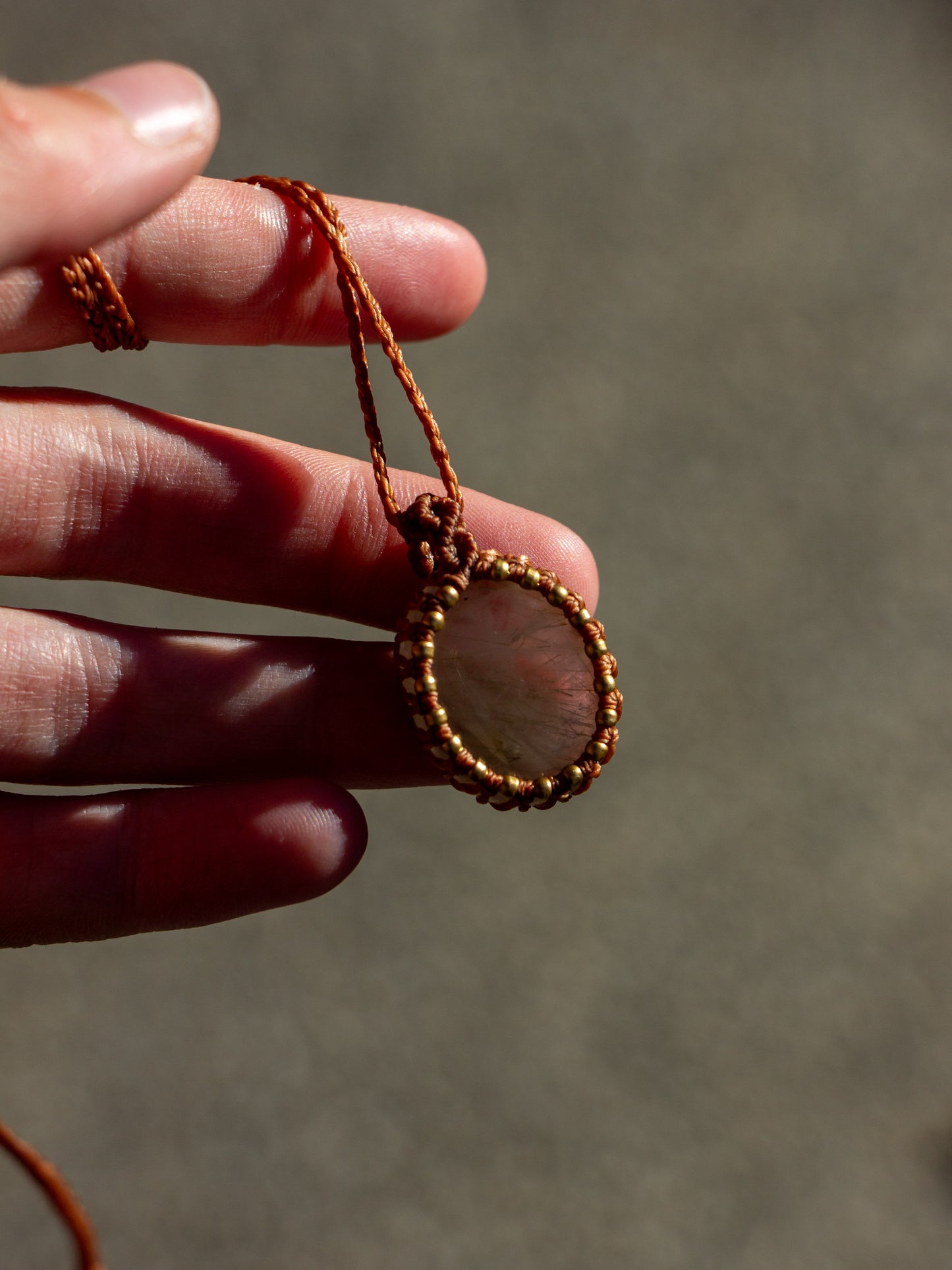Rutilated Quartz macrame necklace