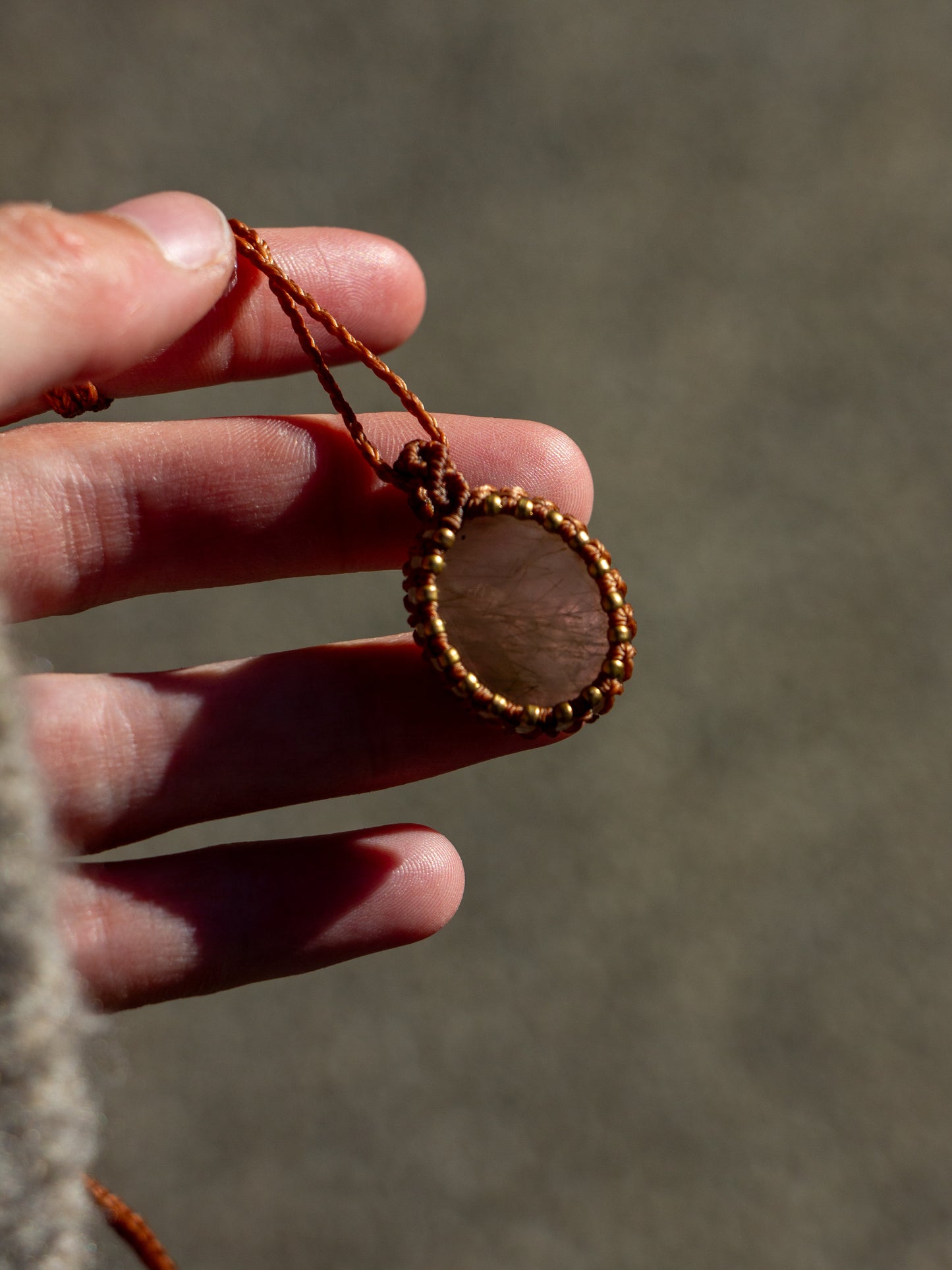 Rutilated Quartz macrame necklace