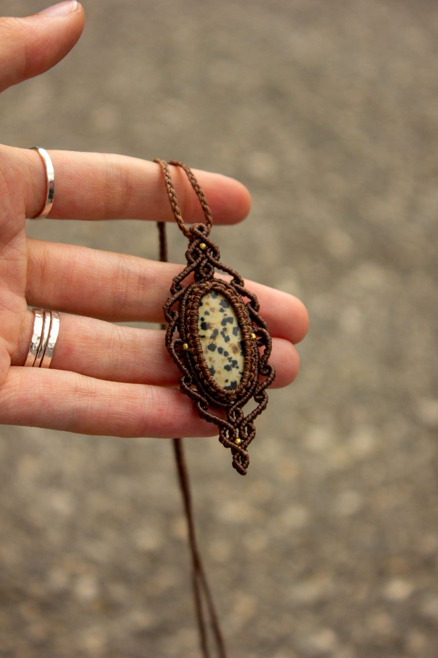 Dalmatian Jasper macrame necklace
