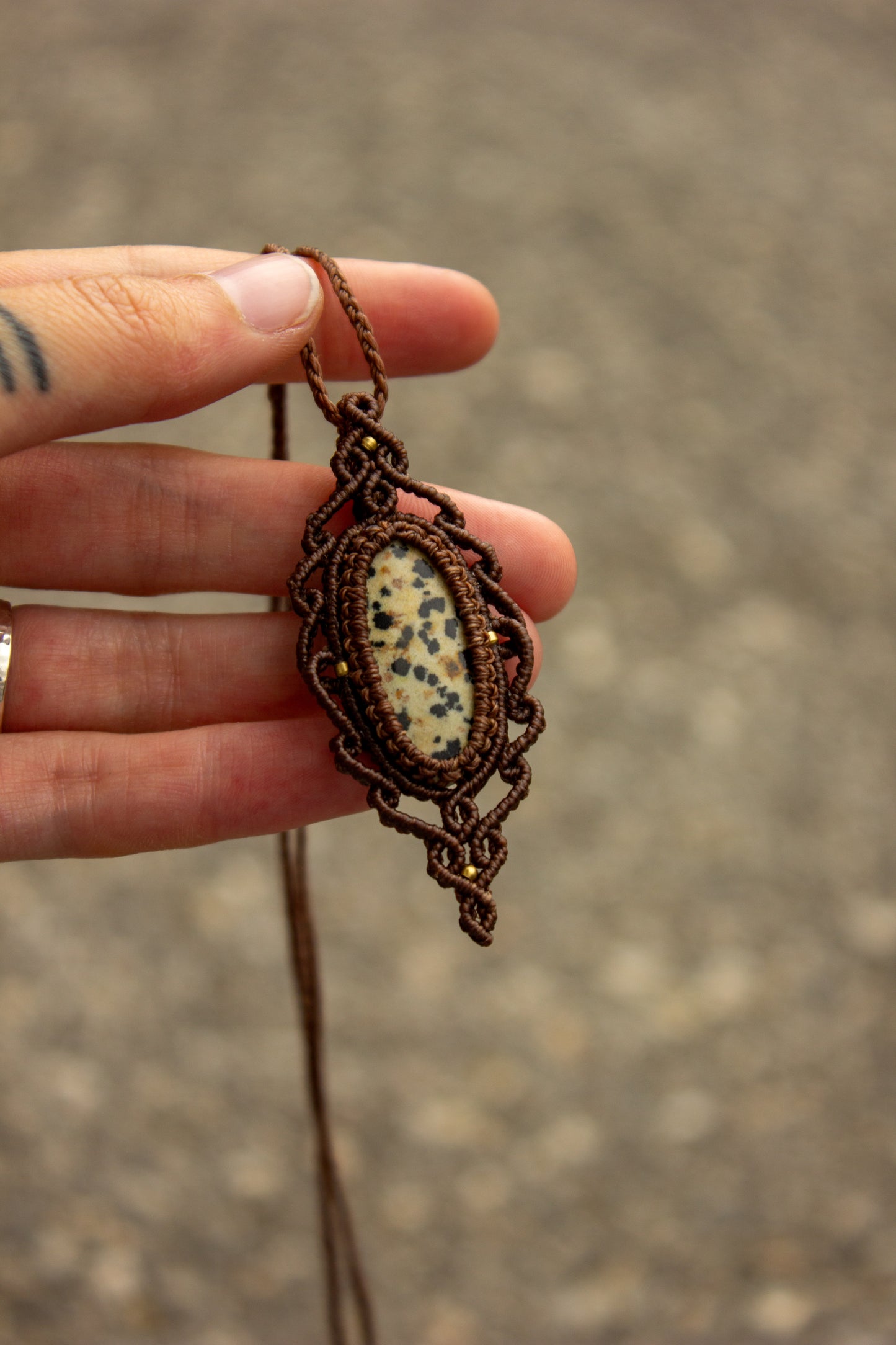 Dalmatian Jasper macrame necklace