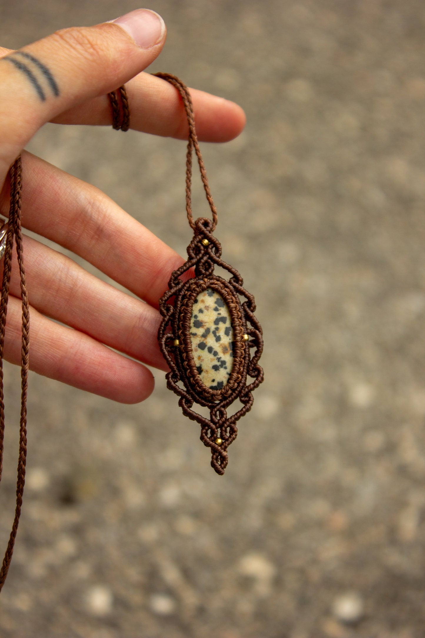 Dalmatian Jasper macrame necklace