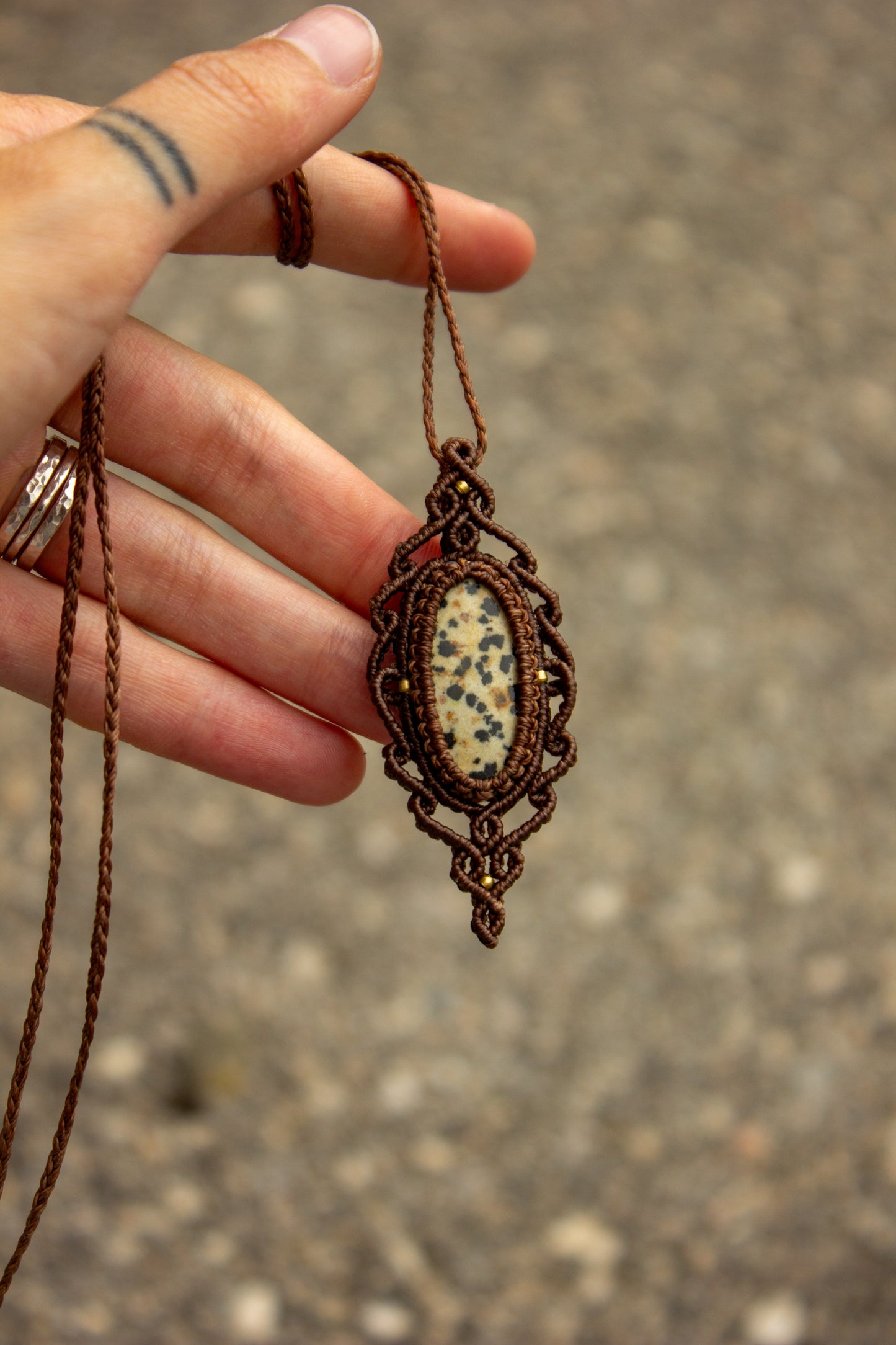 Dalmatian Jasper macrame necklace