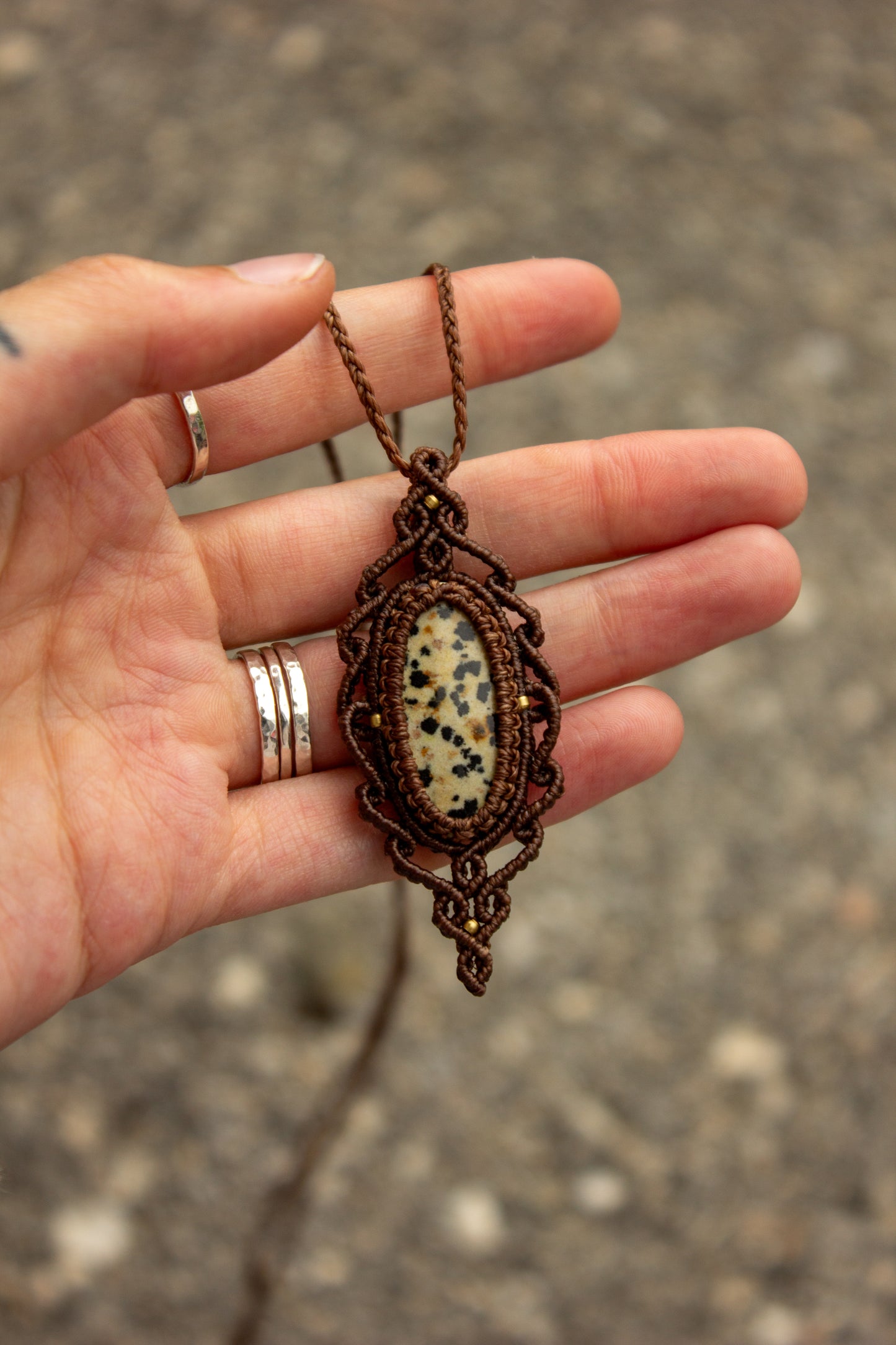 Dalmatian Jasper macrame necklace