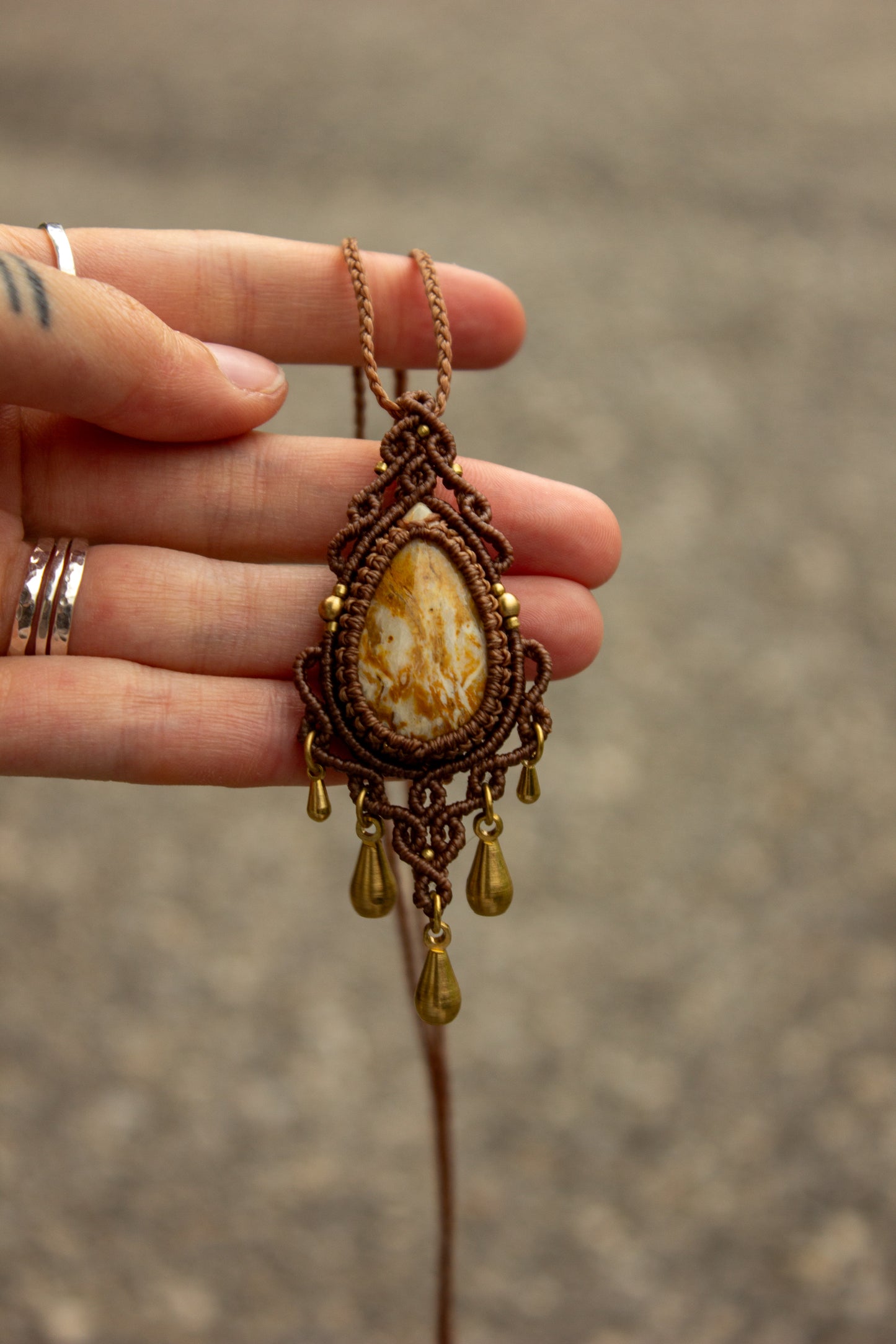 Polka Dot Jasper macrame necklace