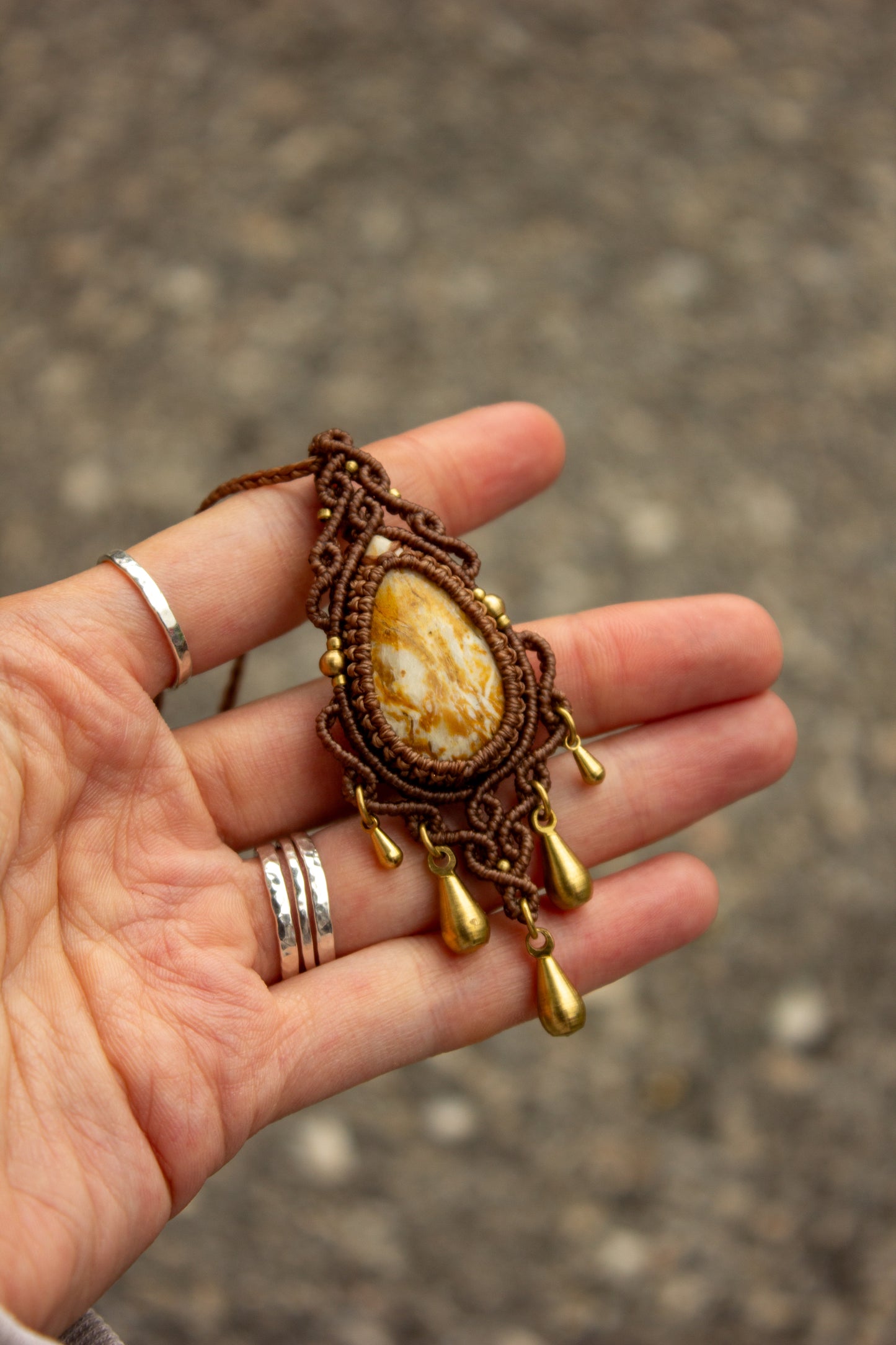 Polka Dot Jasper macrame necklace