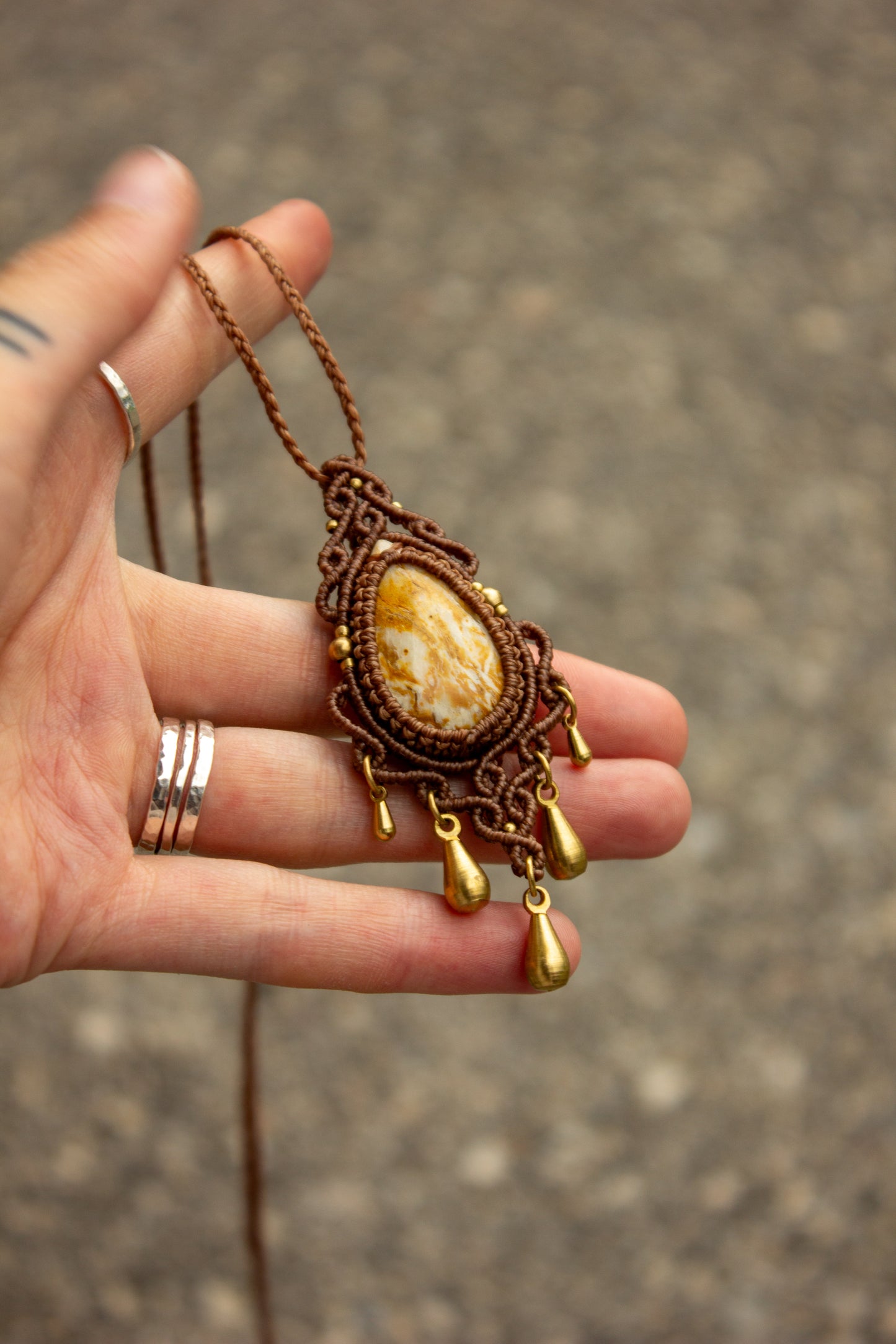 Polka Dot Jasper macrame necklace