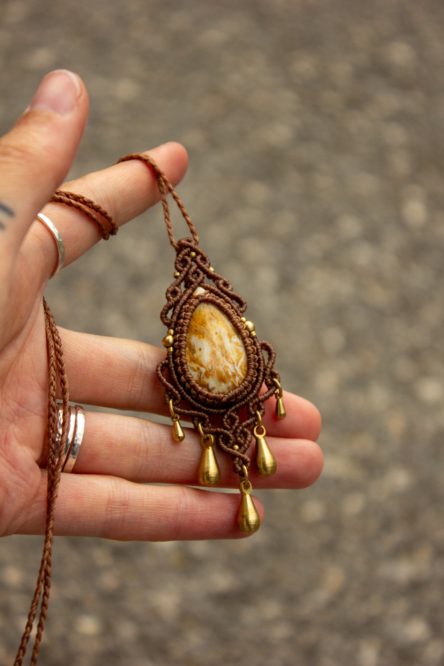 Polka Dot Jasper macrame necklace