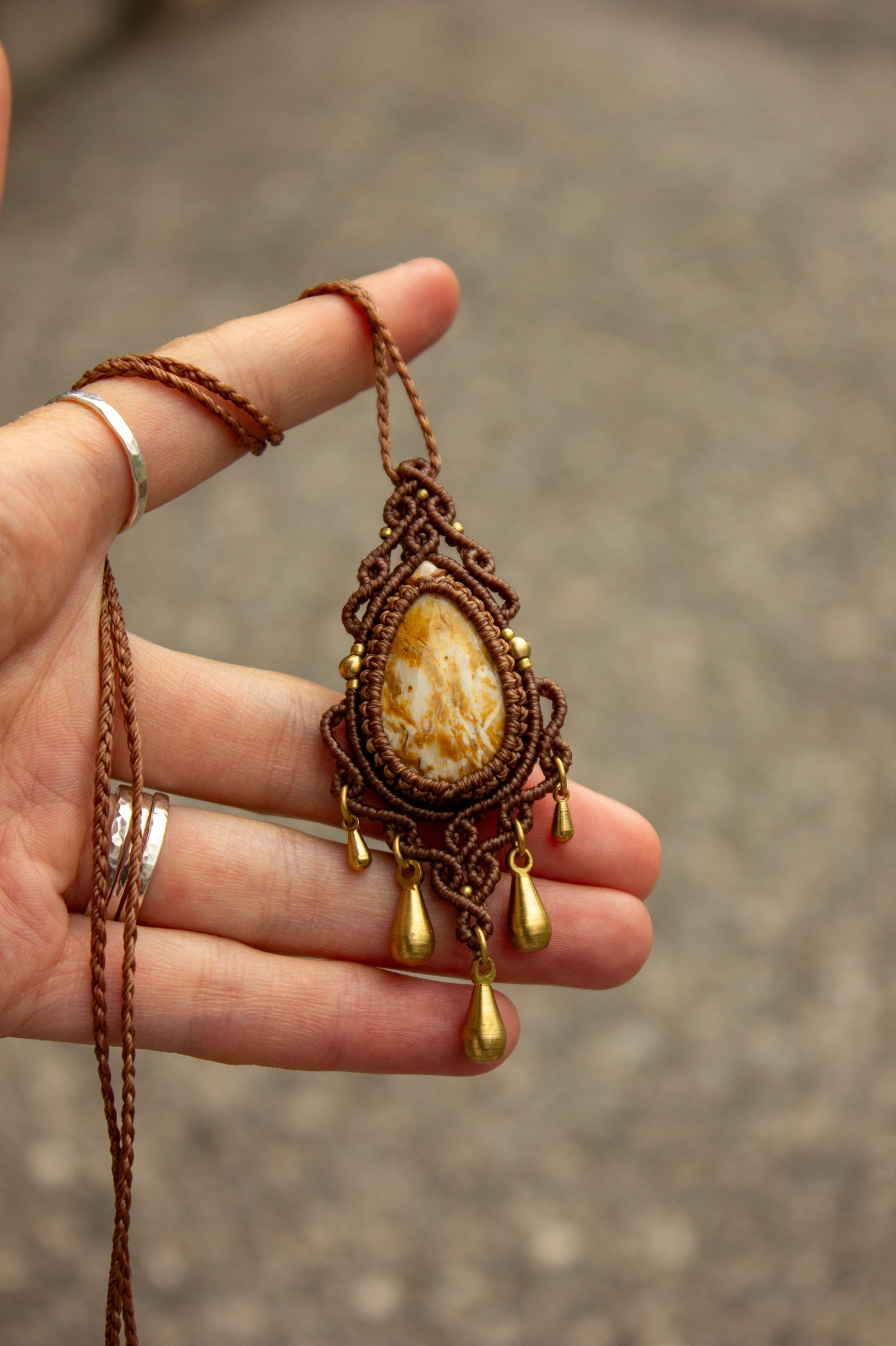 Polka Dot Jasper macrame necklace