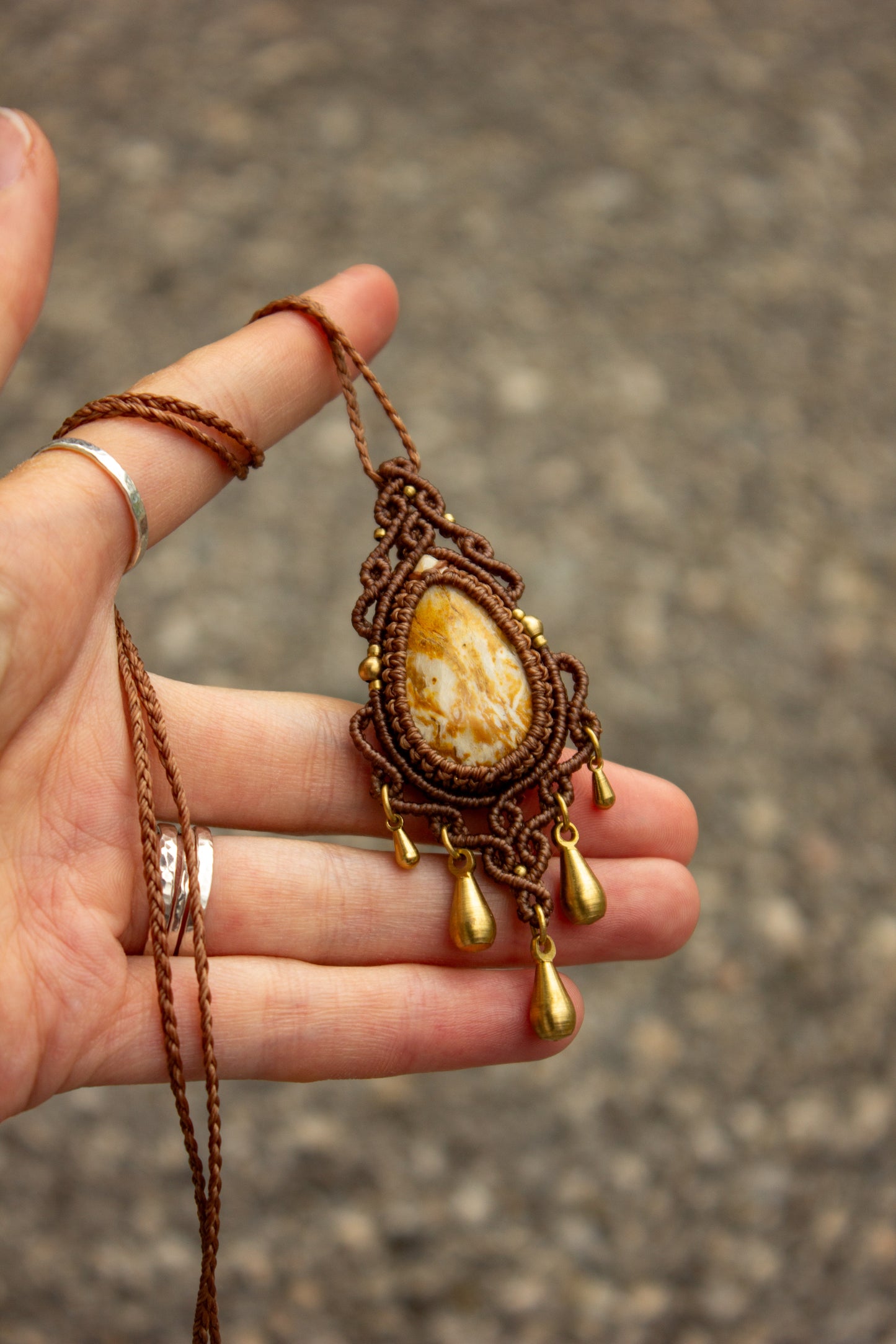 Polka Dot Jasper macrame necklace