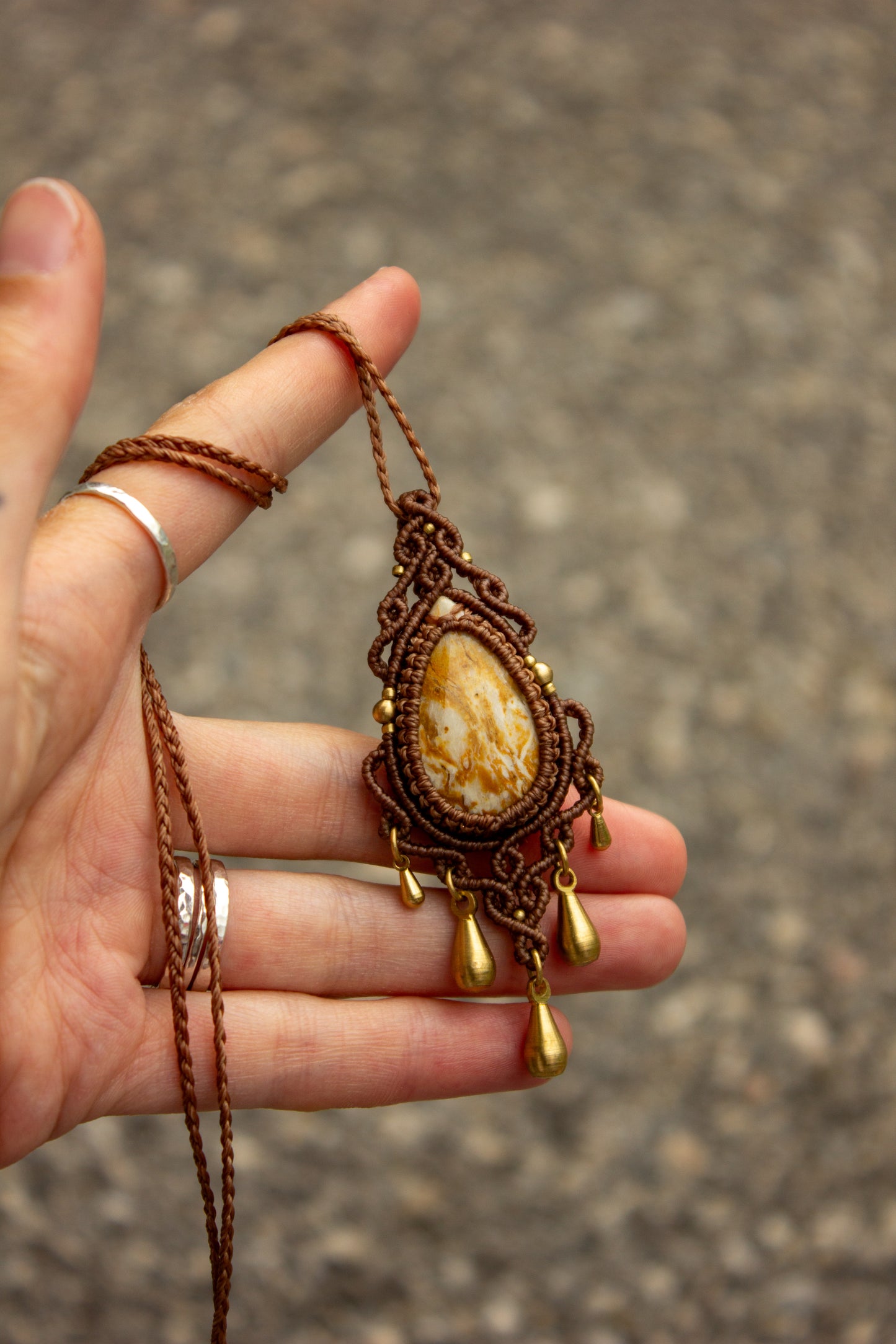Polka Dot Jasper macrame necklace