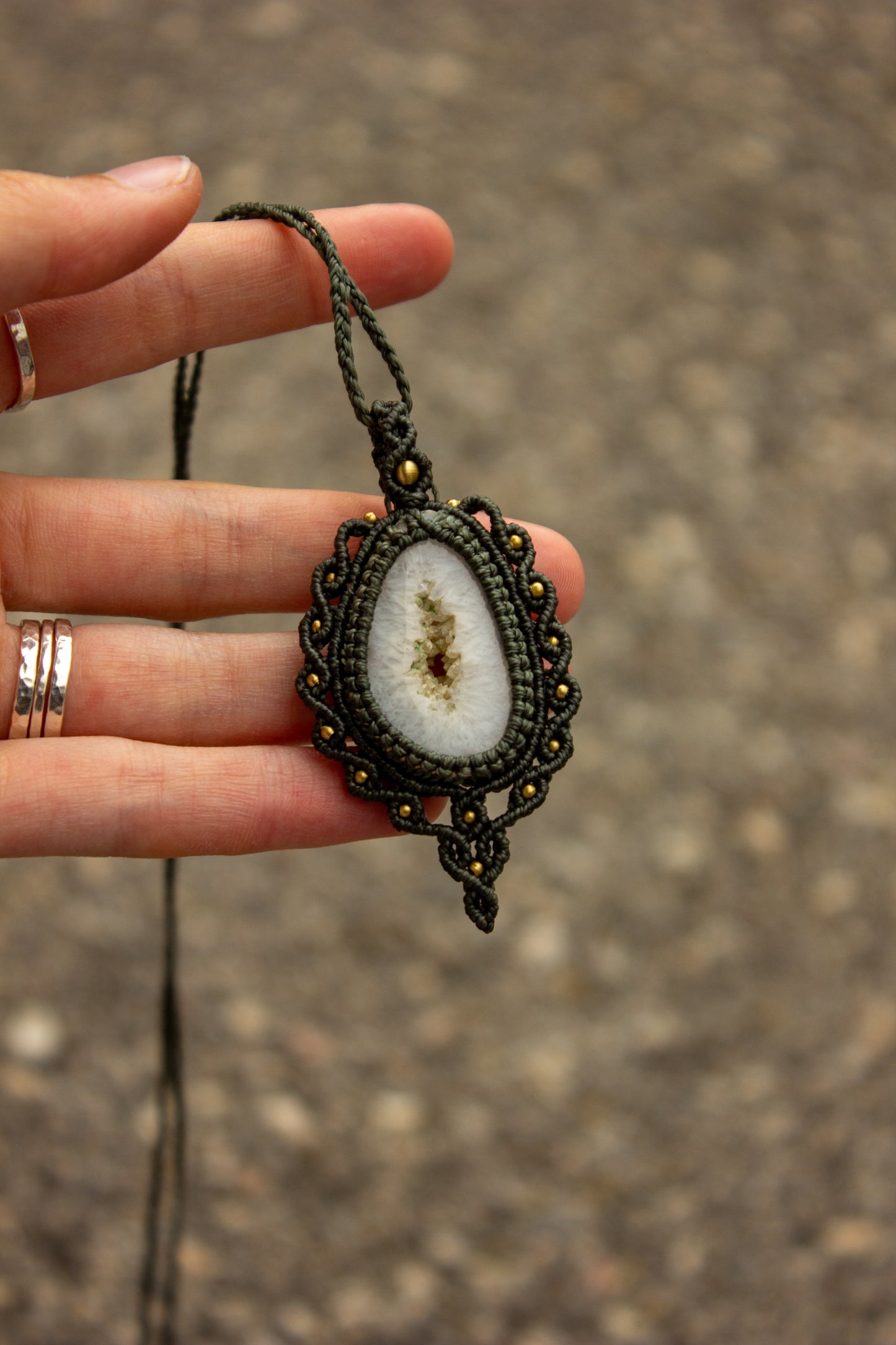 White Onyx macrame necklace