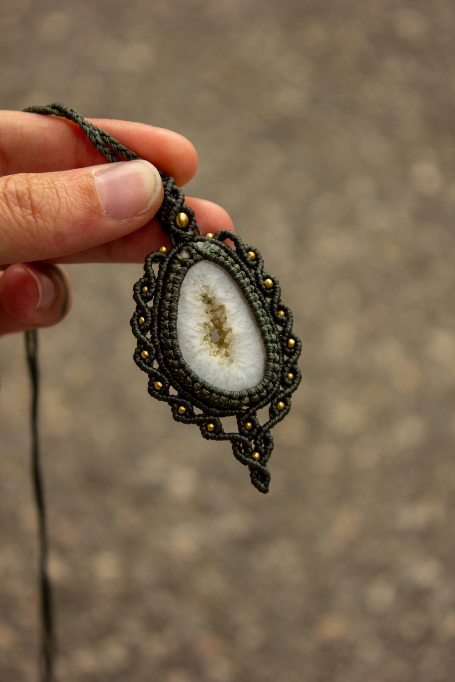 White Onyx macrame necklace
