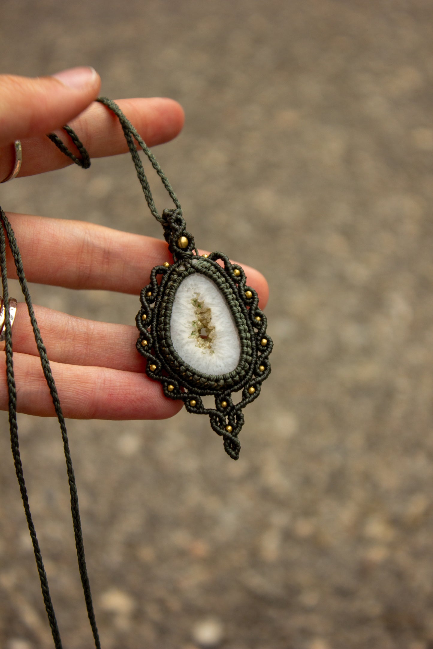White Onyx macrame necklace