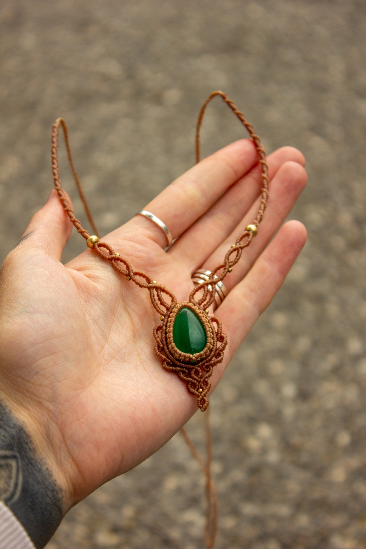 Green Onyx macrame necklace