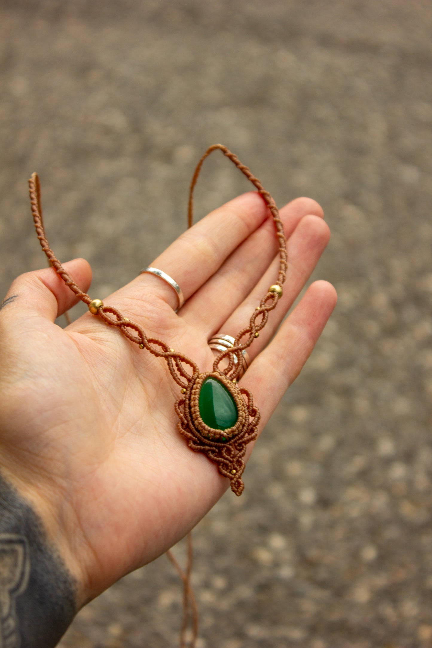 Green Onyx macrame necklace