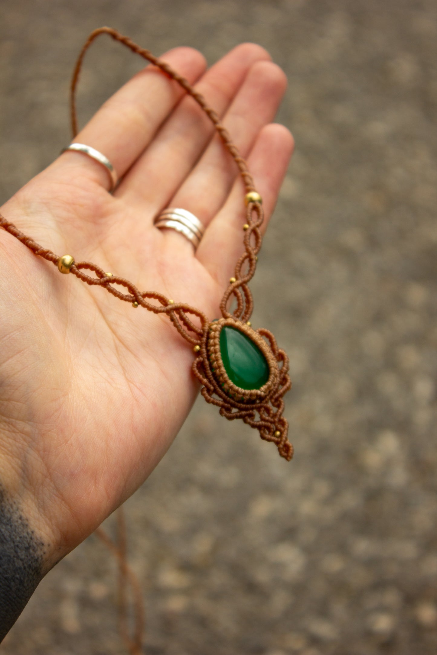 Green Onyx macrame necklace