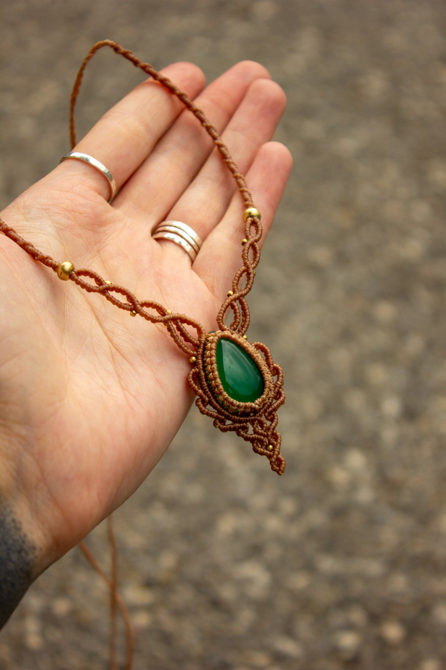 Green Onyx macrame necklace