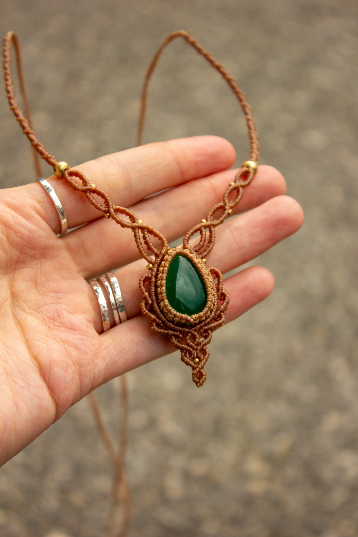 Green Onyx macrame necklace