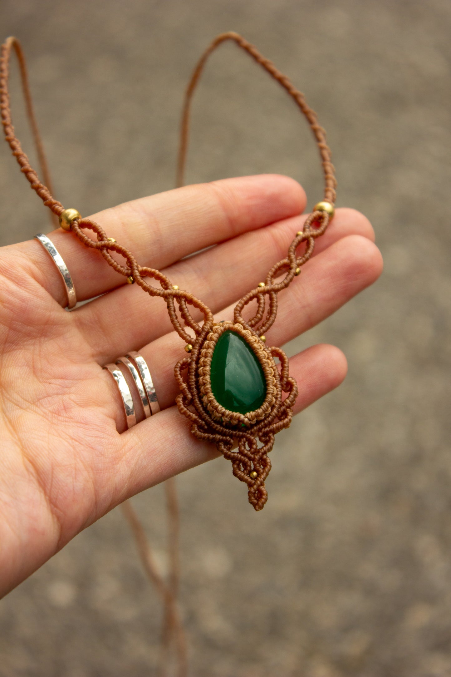 Green Onyx macrame necklace