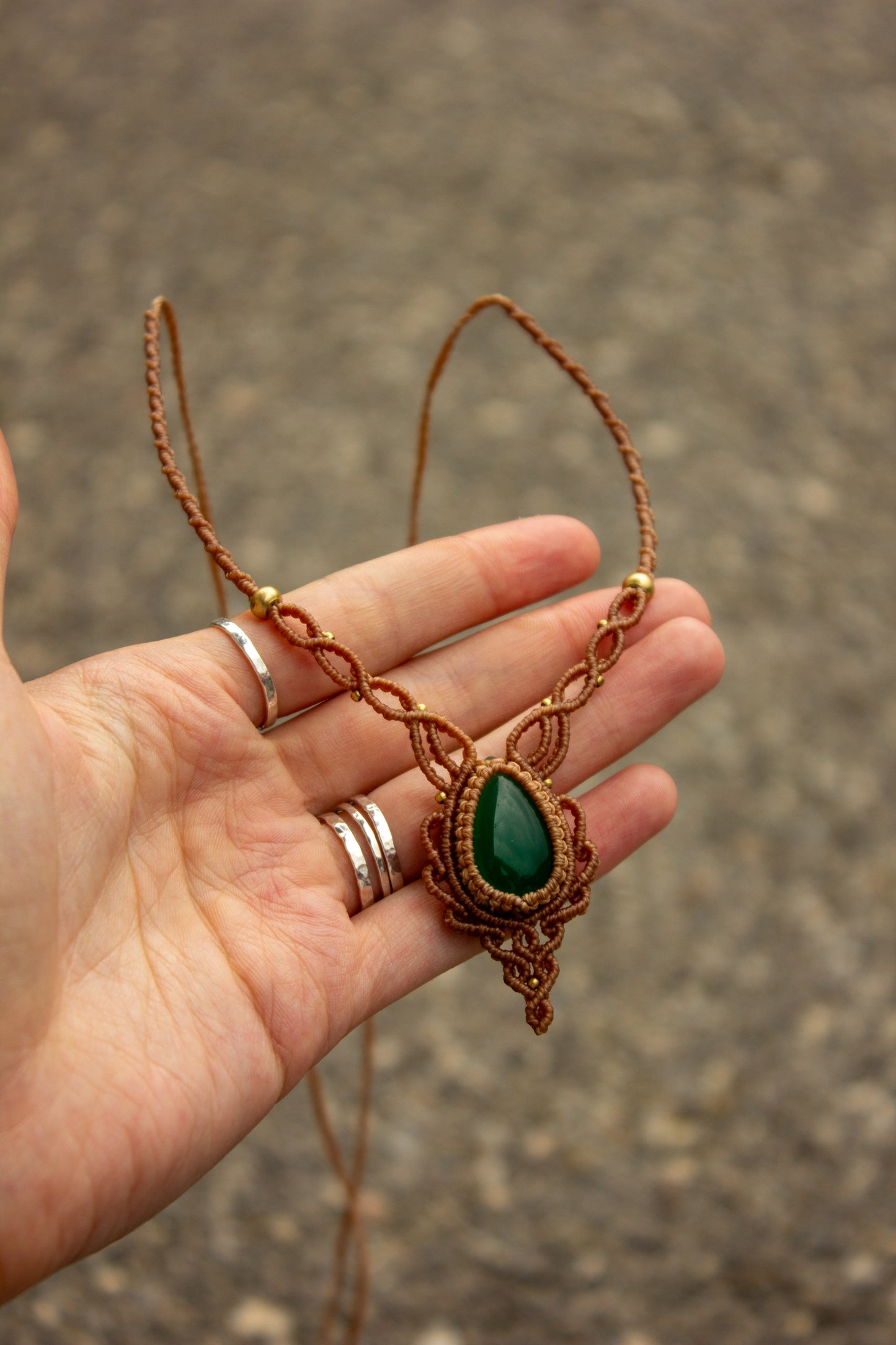 Green Onyx macrame necklace