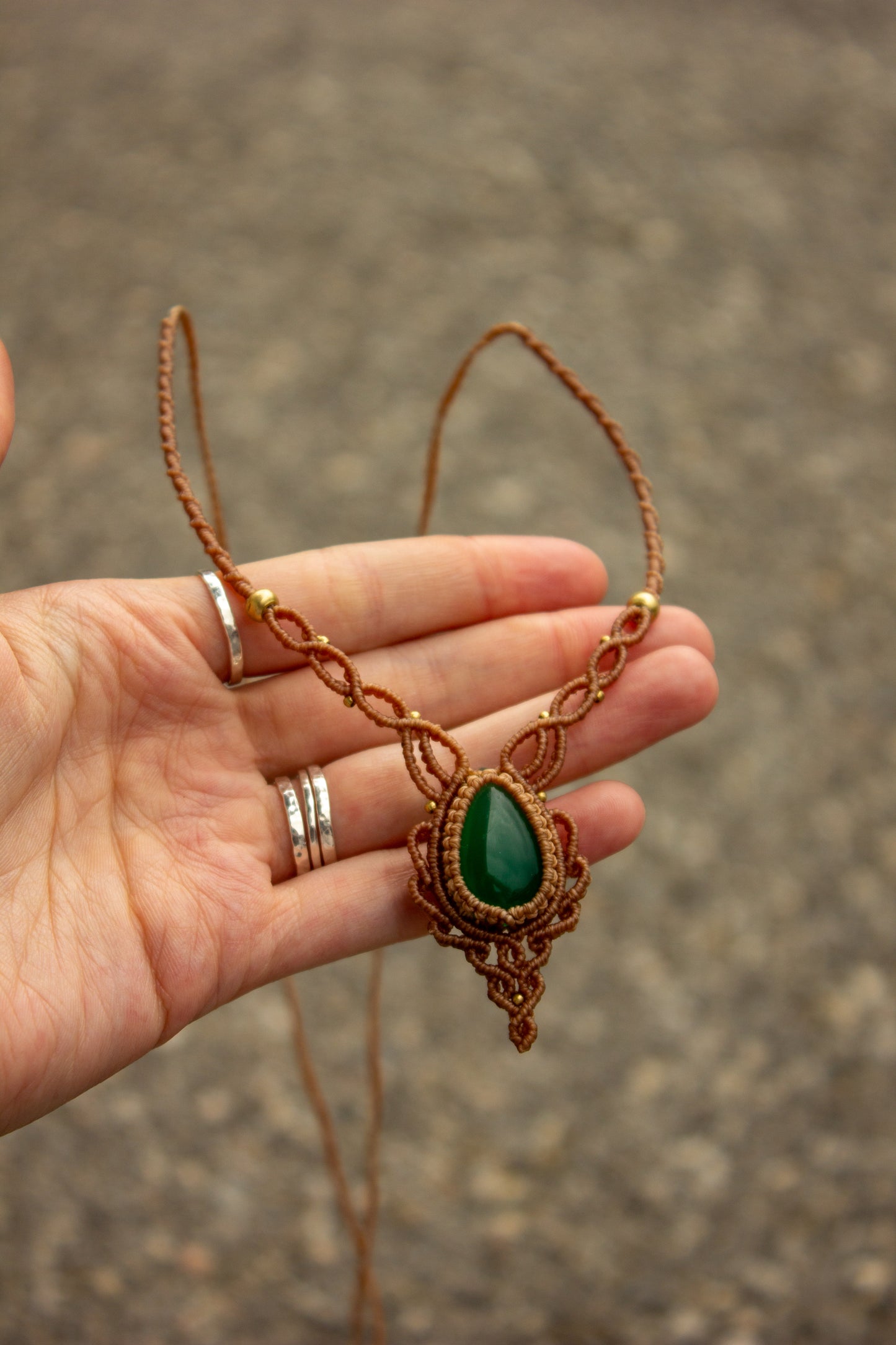 Green Onyx macrame necklace