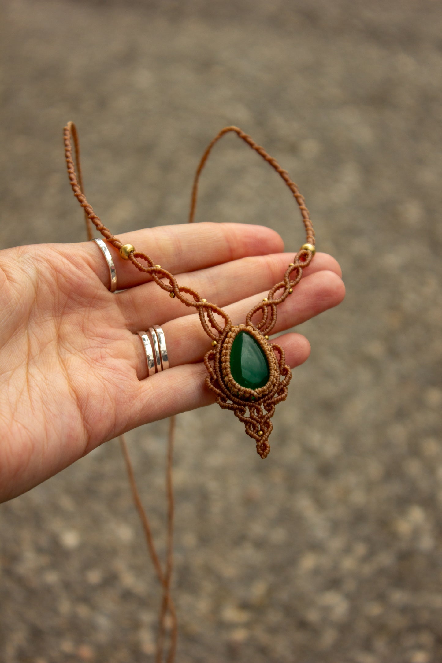 Green Onyx macrame necklace