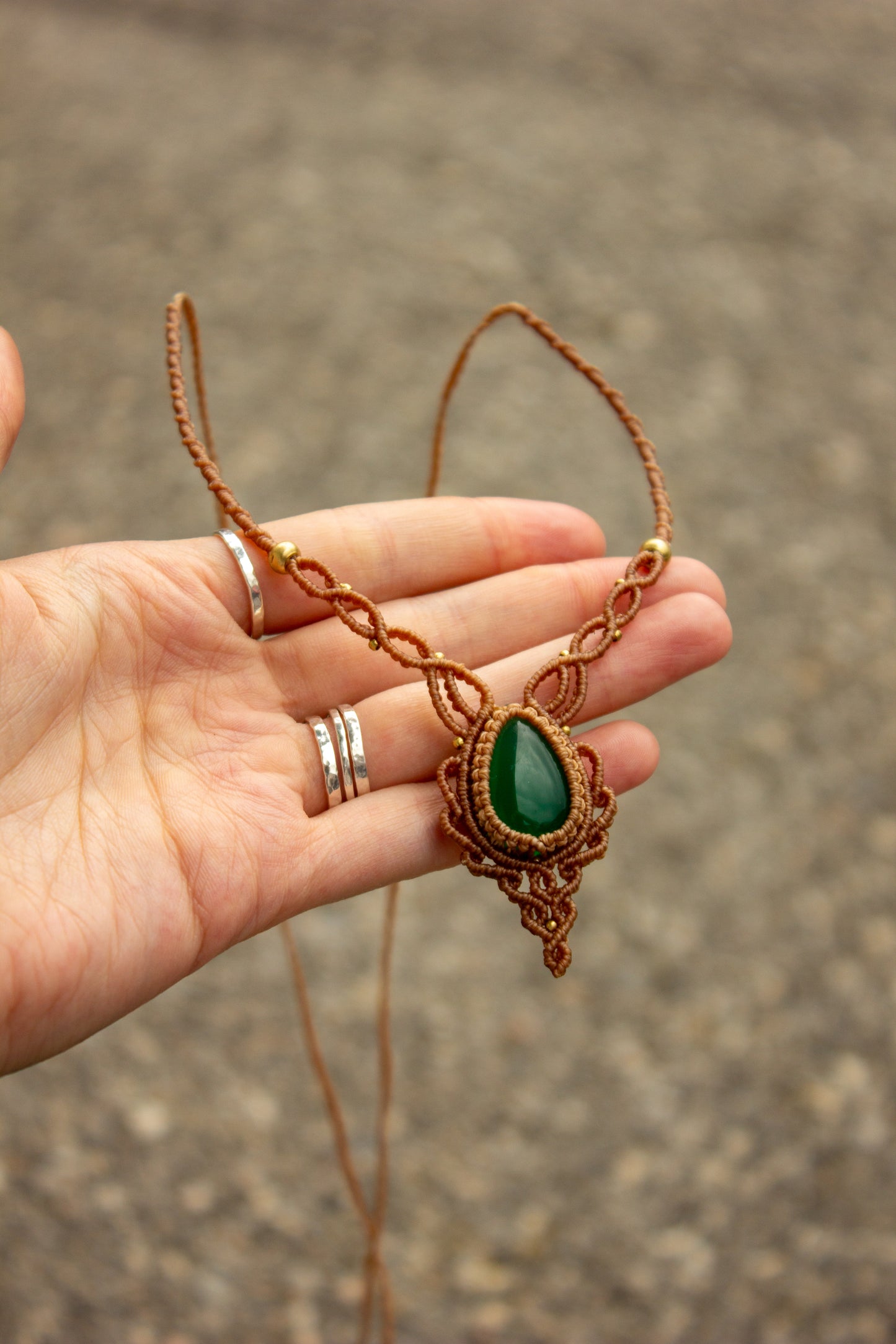Green Onyx macrame necklace