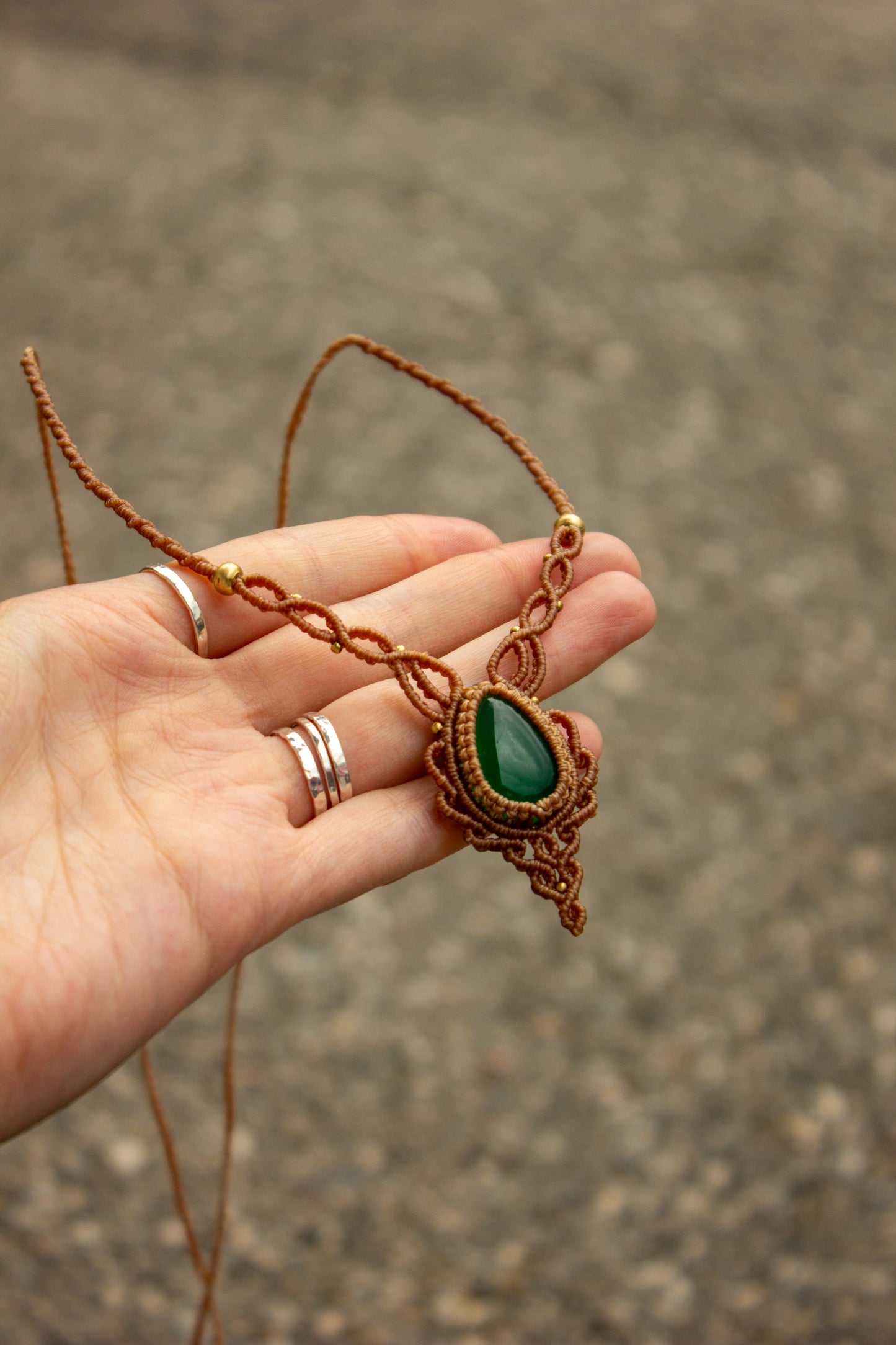 Green Onyx macrame necklace