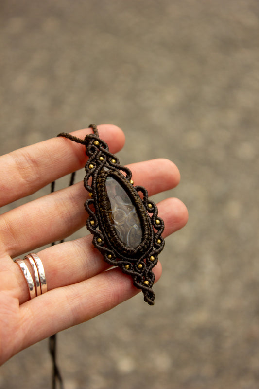 Stick Agate macrame necklace