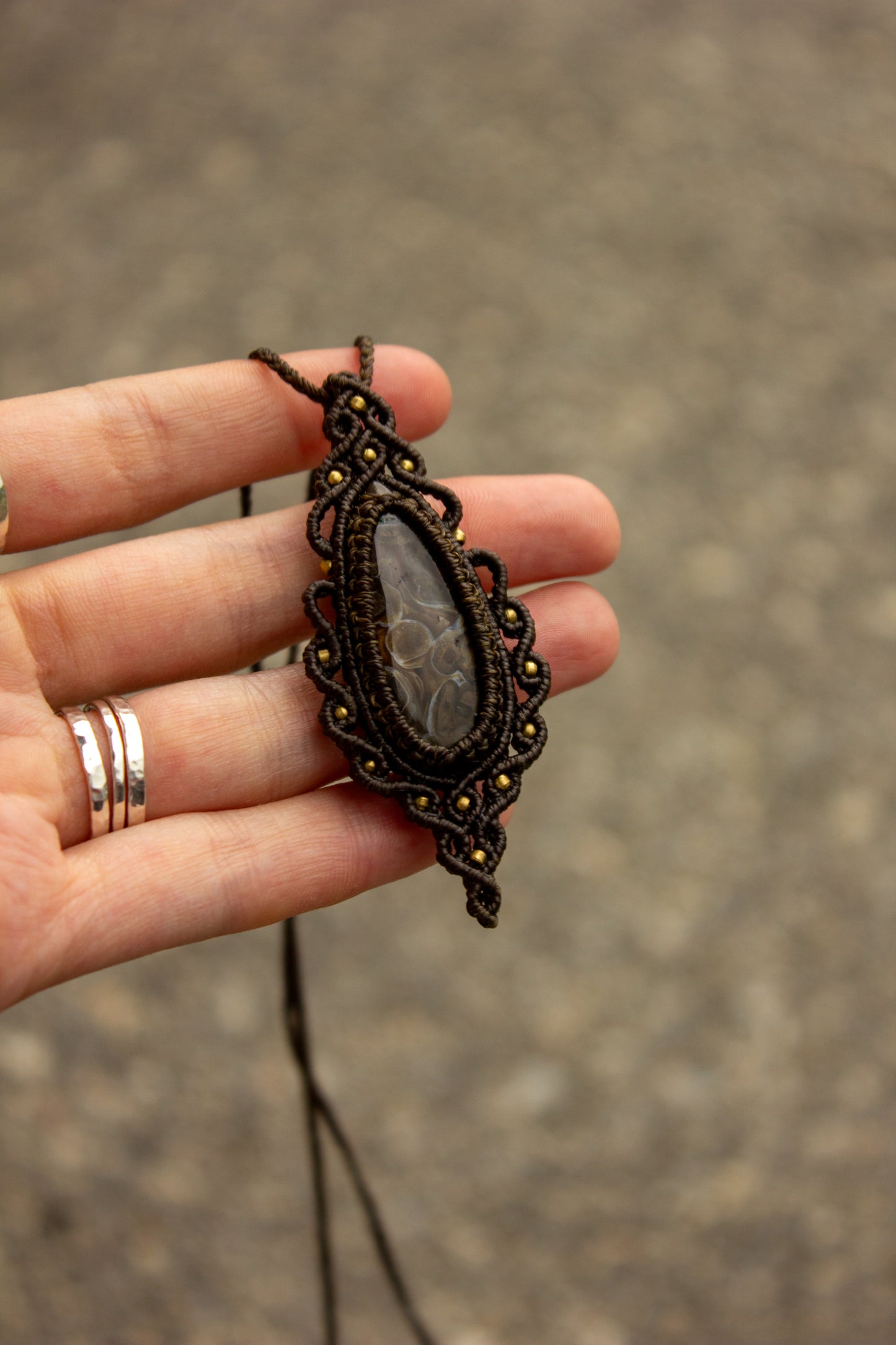 Stick Agate macrame necklace