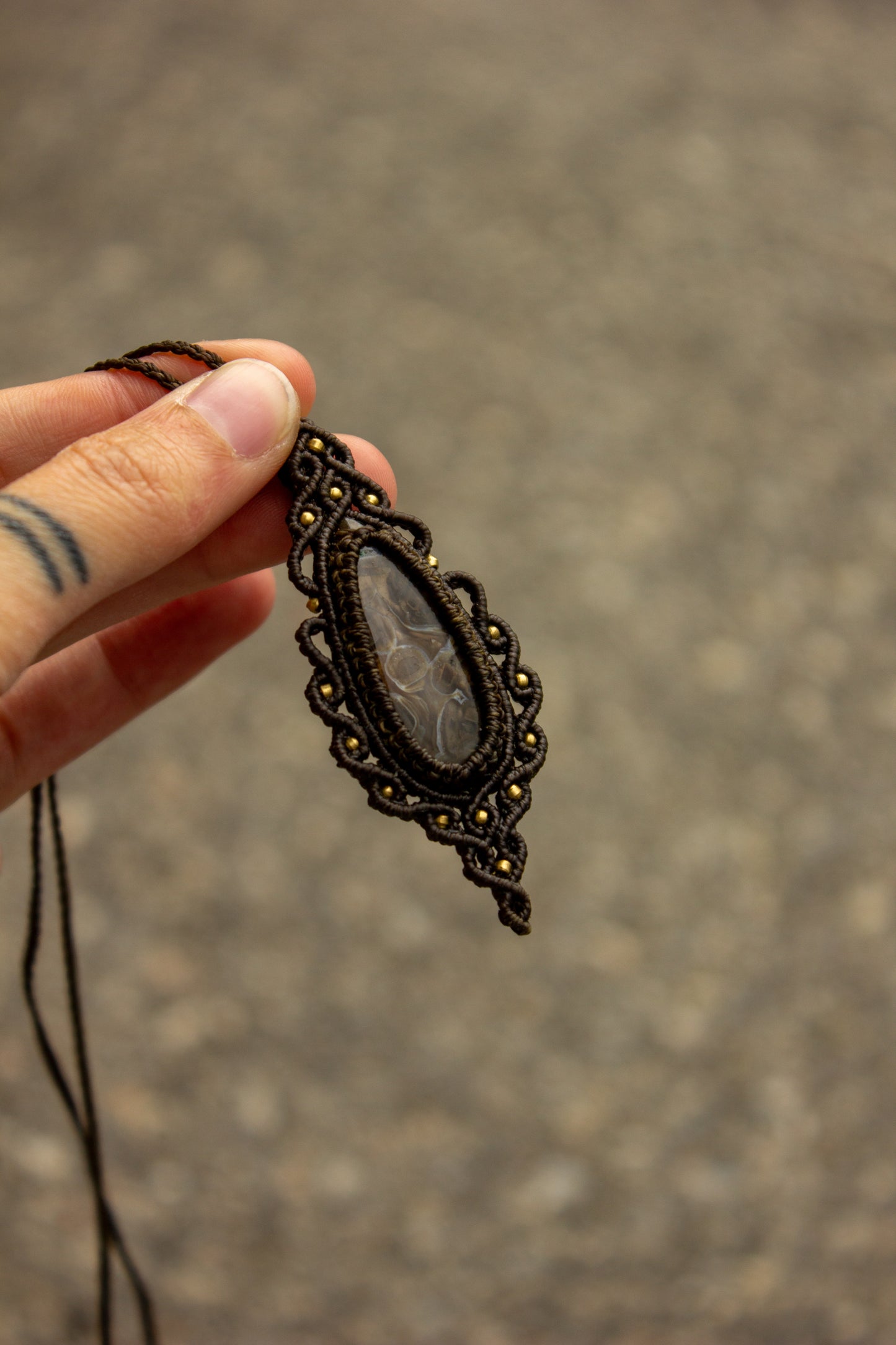 Stick Agate macrame necklace