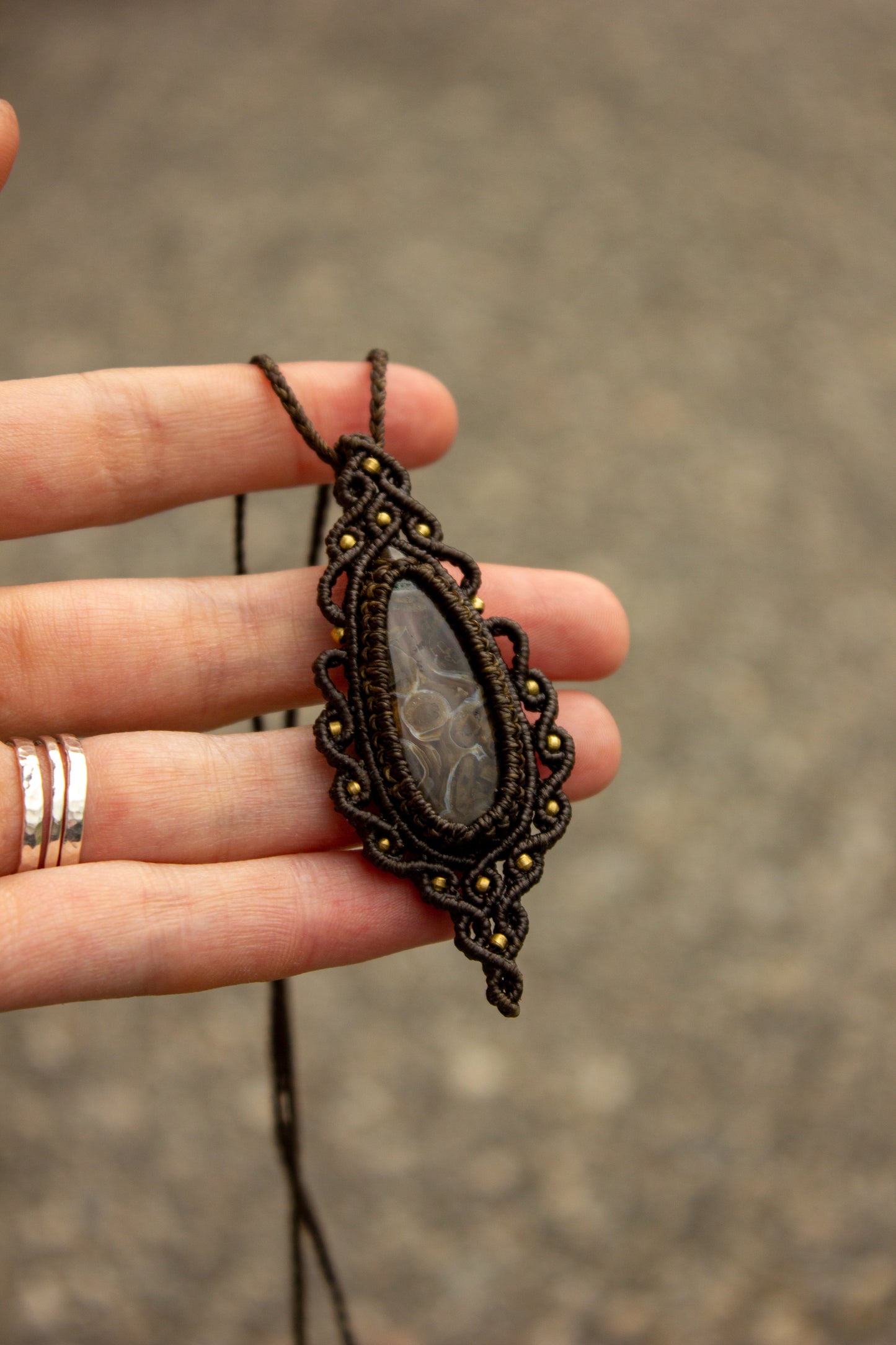 Stick Agate macrame necklace