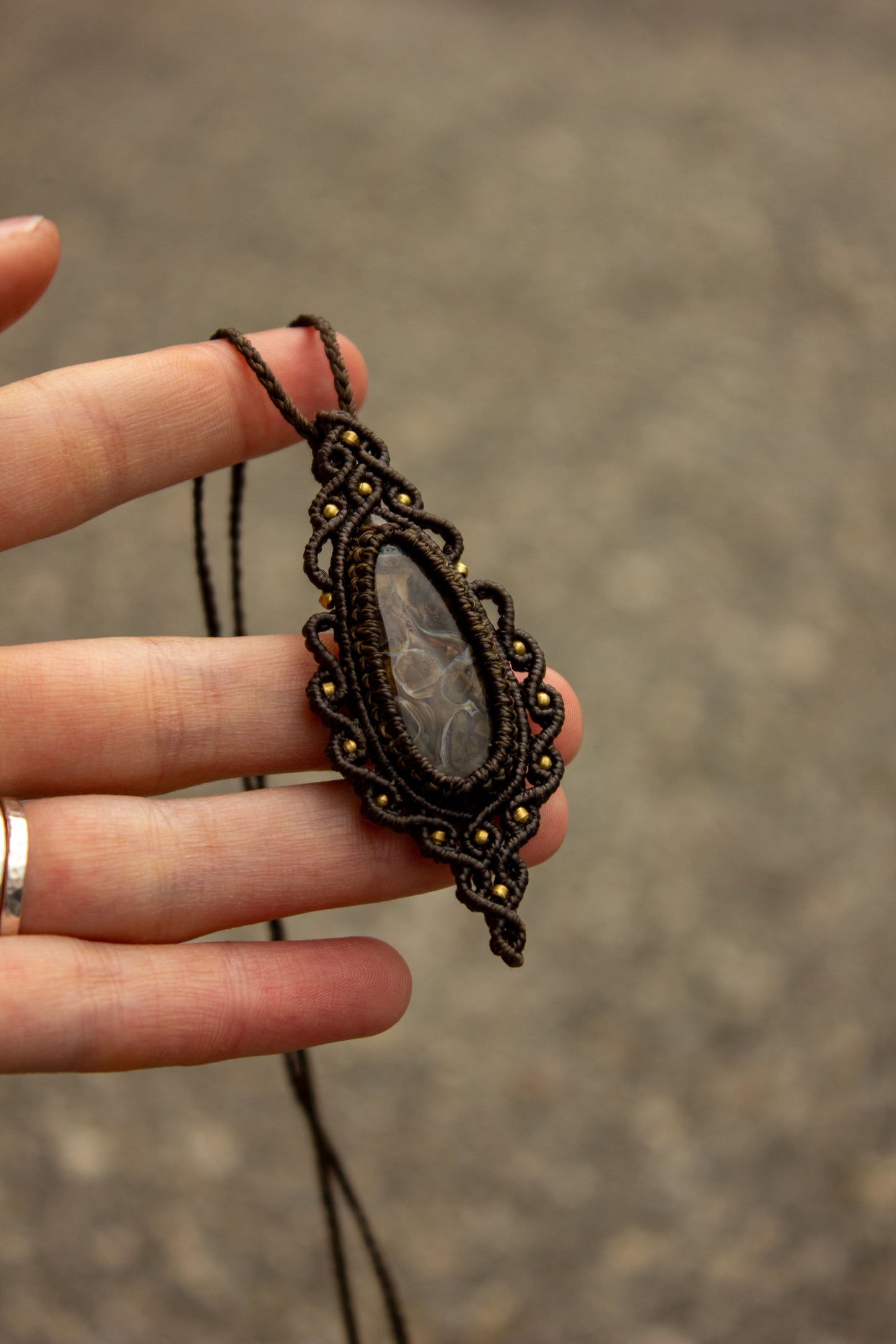 Stick Agate macrame necklace