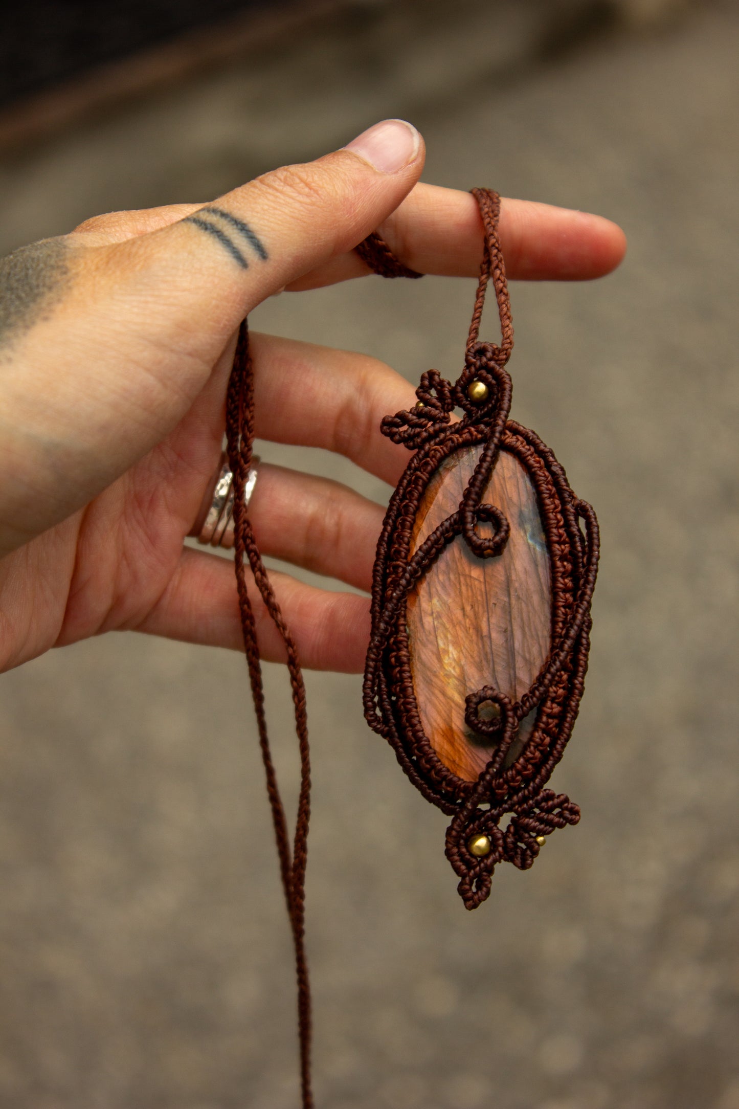 Labradorite macrame necklace