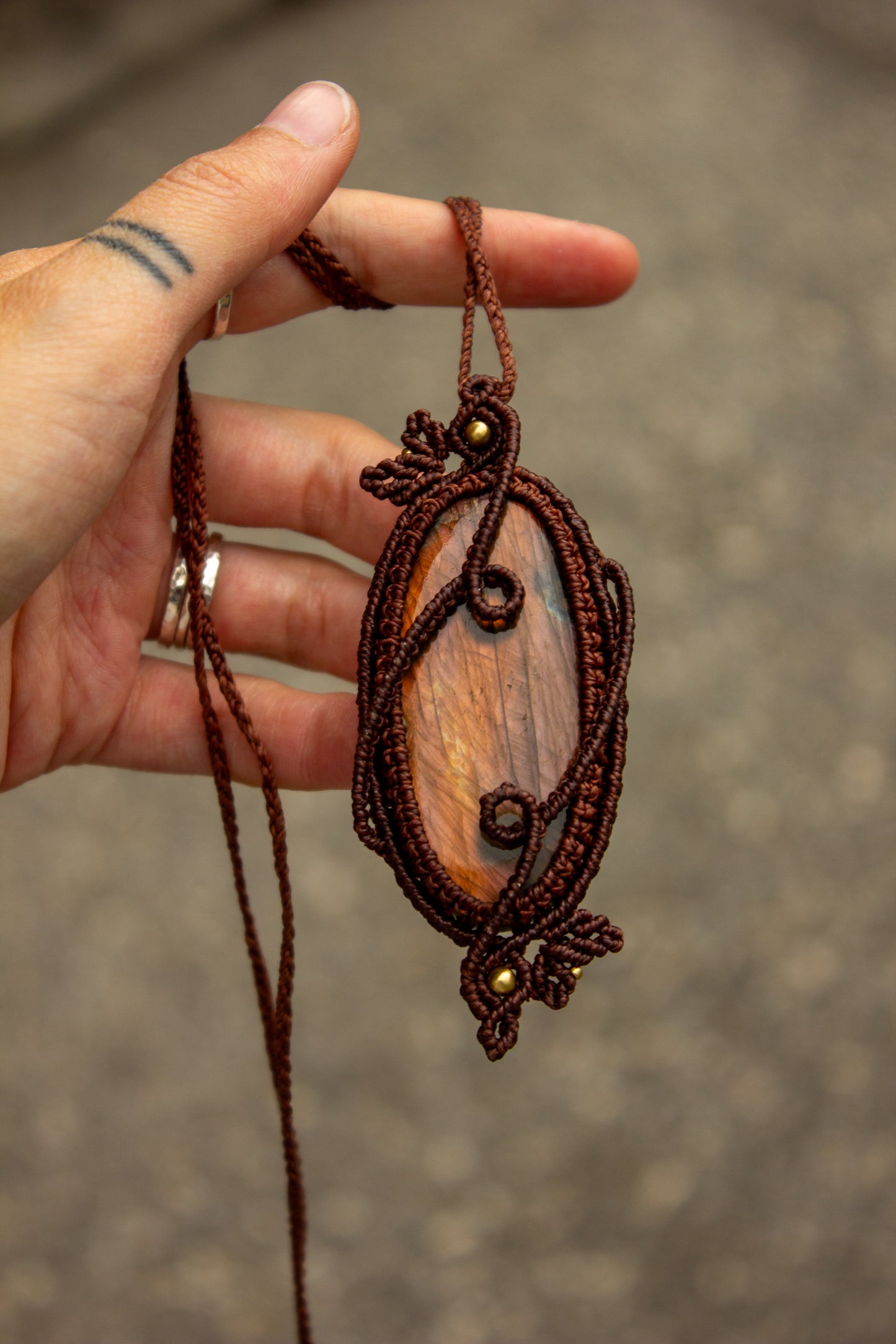 Labradorite macrame necklace