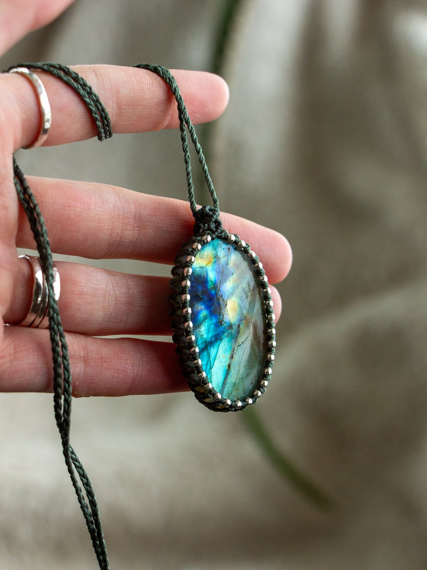 Labradorite macrame necklace