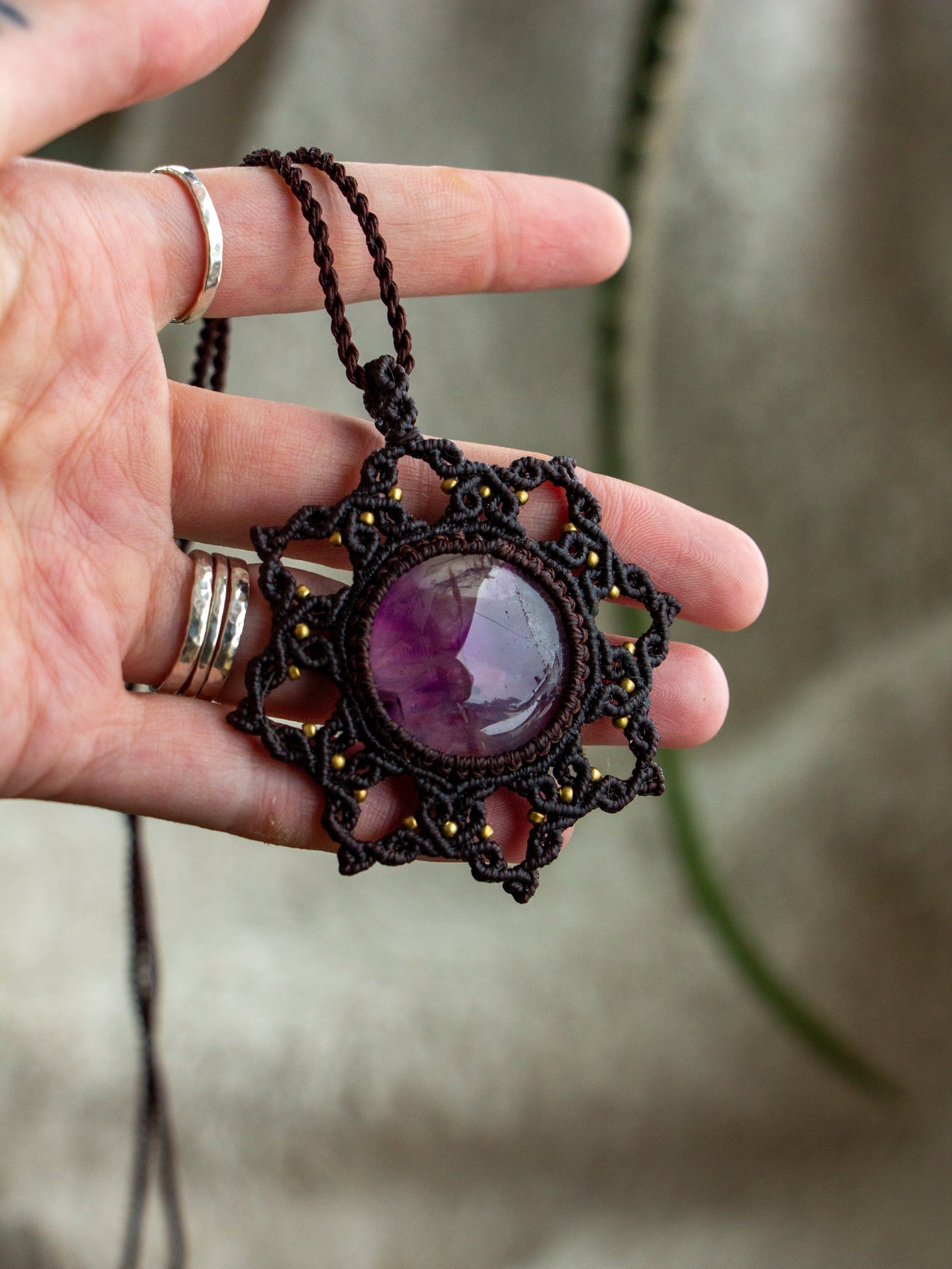 Amethyst macrame necklace