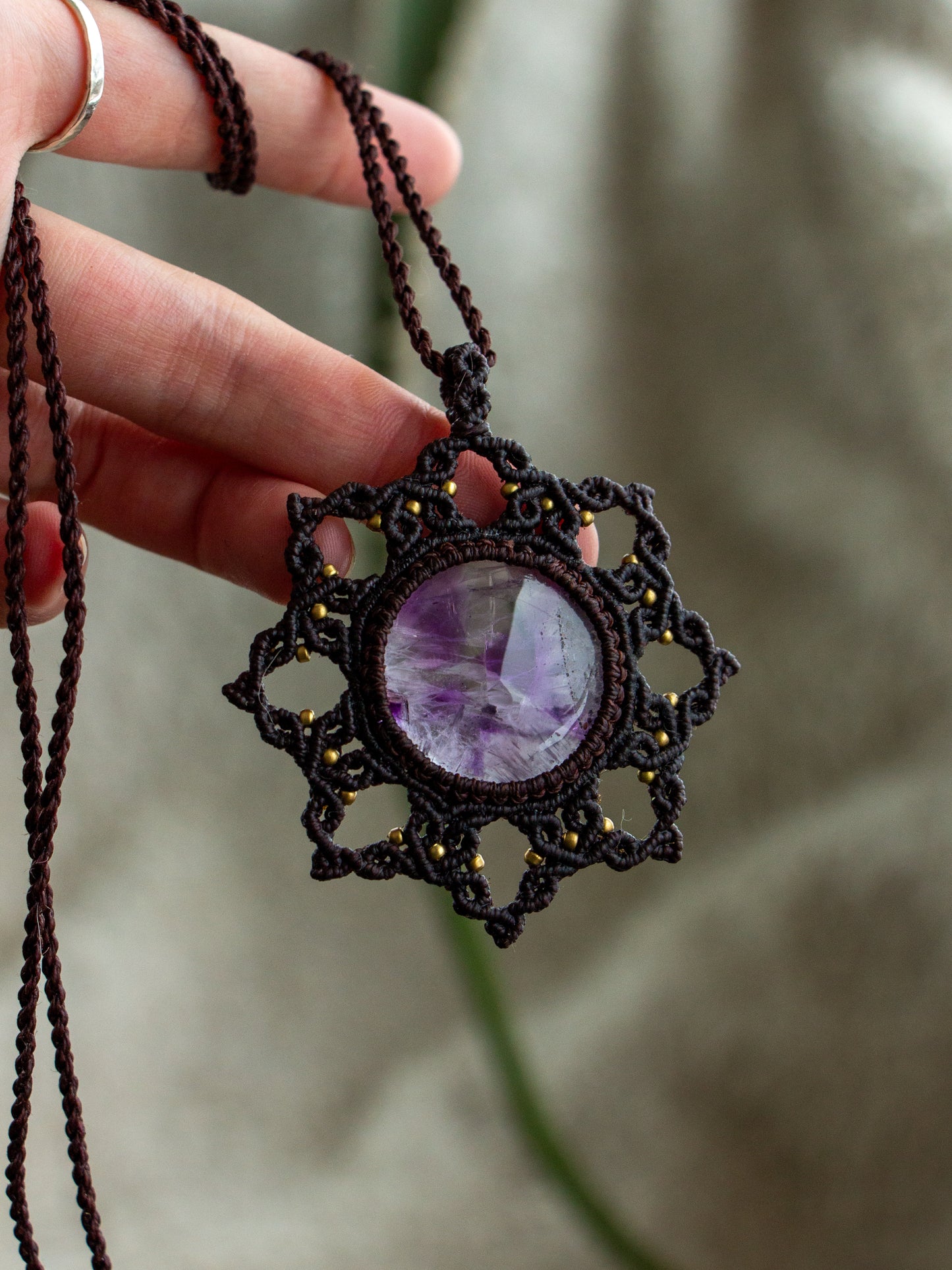 Amethyst macrame necklace