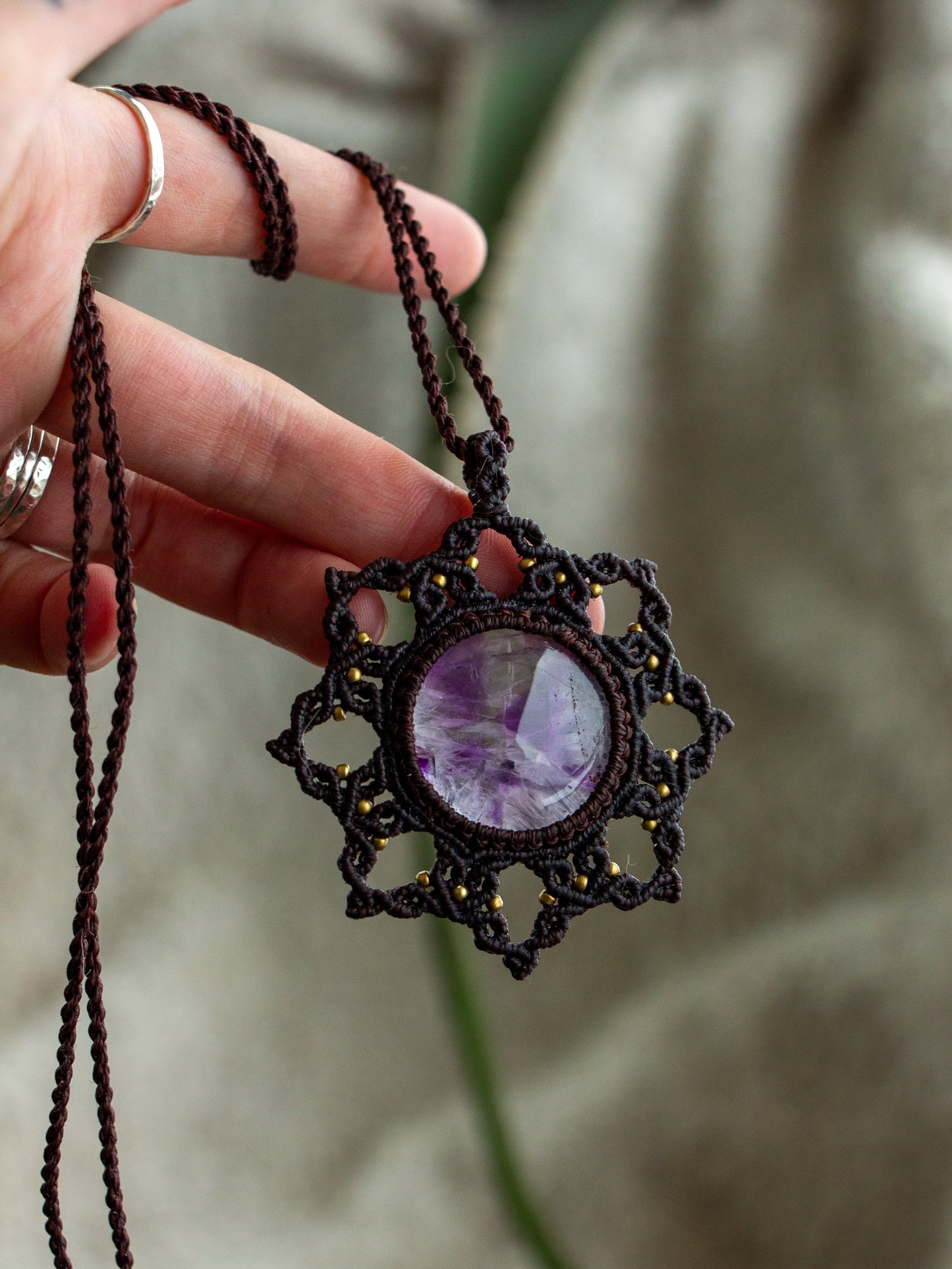 Amethyst macrame necklace