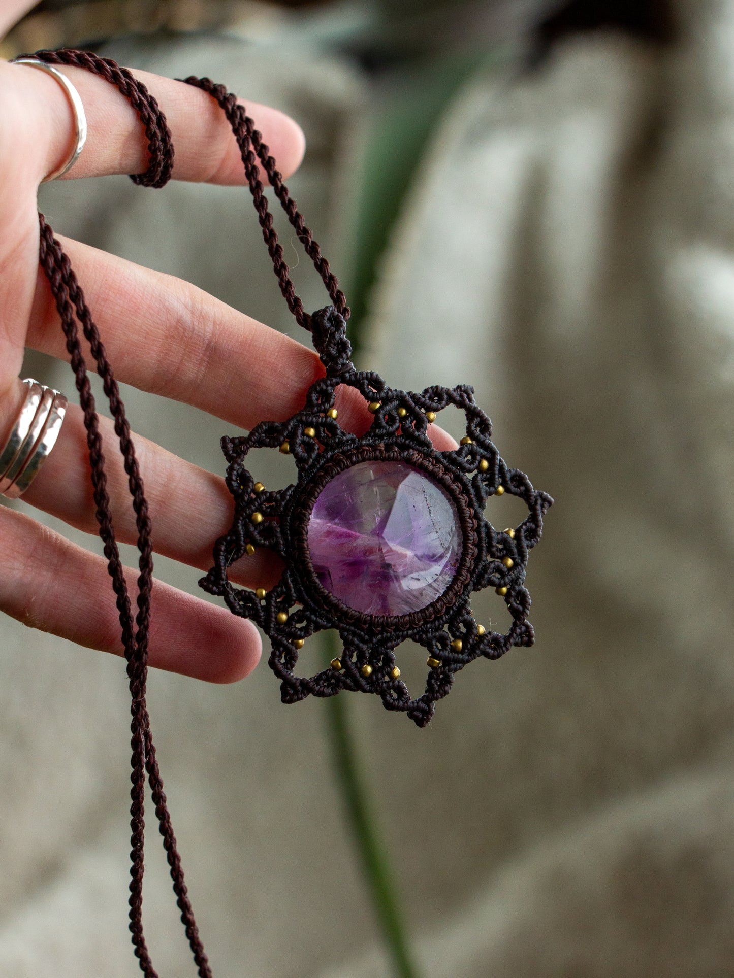 Amethyst macrame necklace